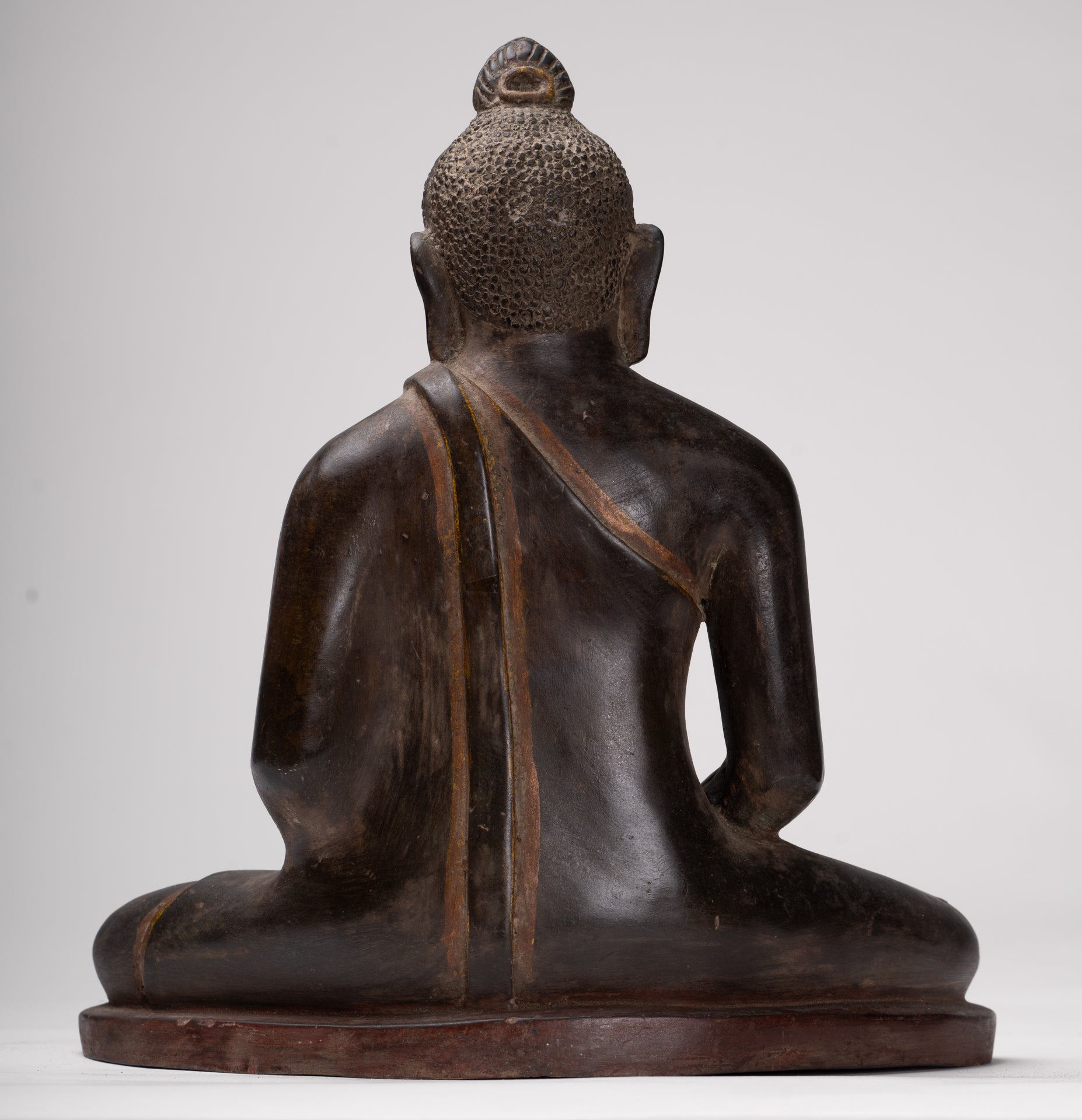 Buddha Statue - Antique Sri Lanka Style Bronze Seated Meditation Buddha Statue - 28cm/11"