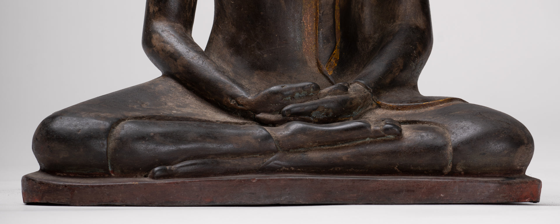 Buddha Statue - Antique Sri Lanka Style Bronze Seated Meditation Buddha Statue - 28cm/11"