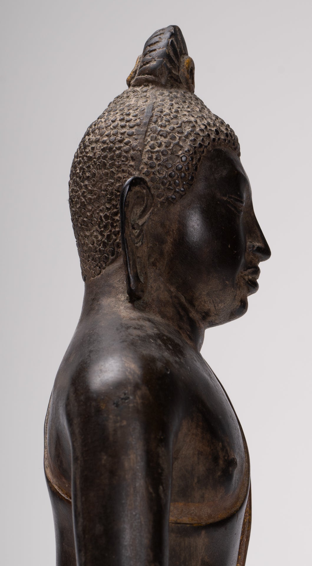 Buddha Statue - Antique Sri Lanka Style Bronze Seated Meditation Buddha Statue - 28cm/11"