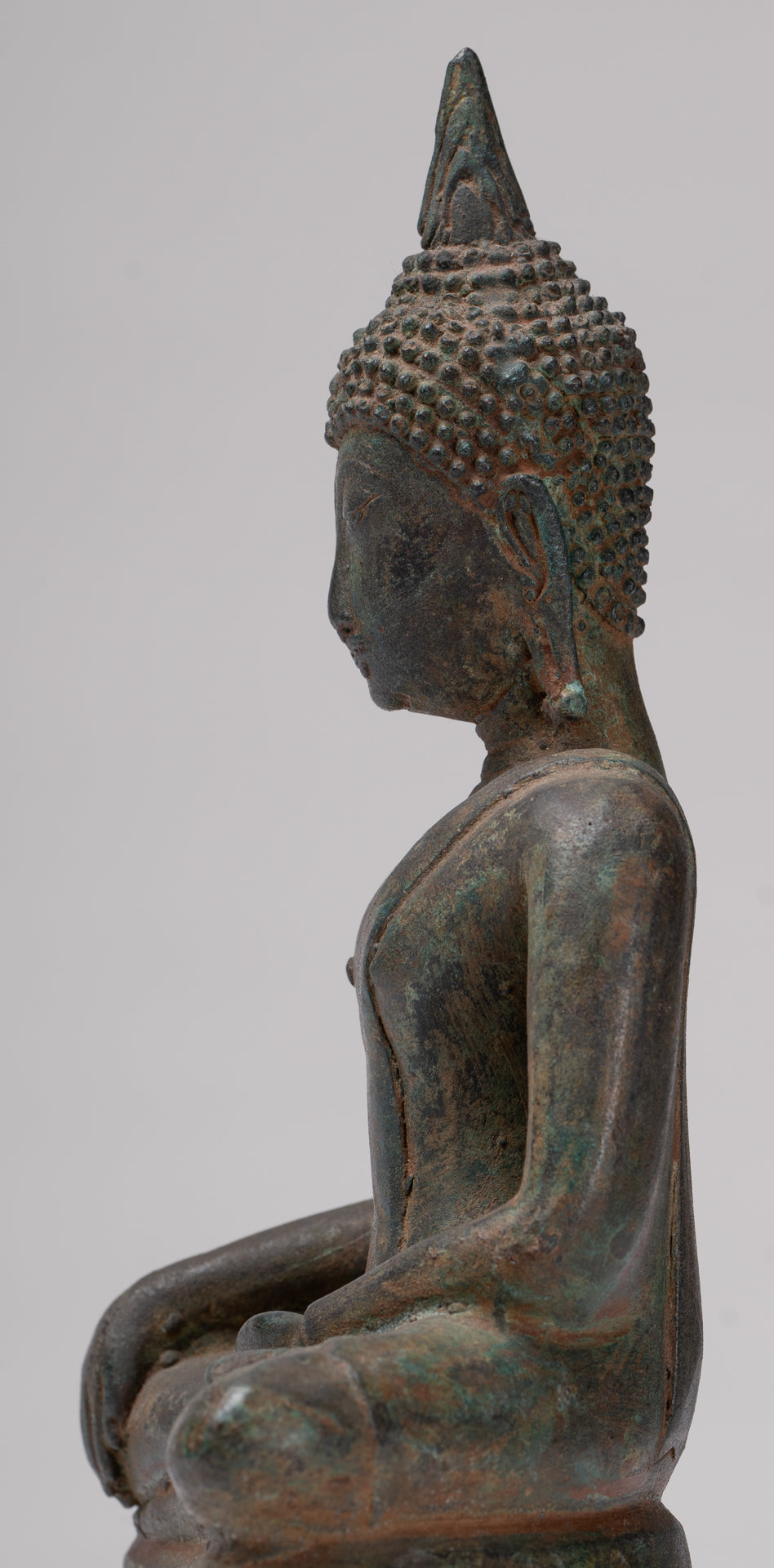 Buddha Statue - Antique Ayutthaya Style Seated Enlightenment Buddha Statue - 23cm/9"