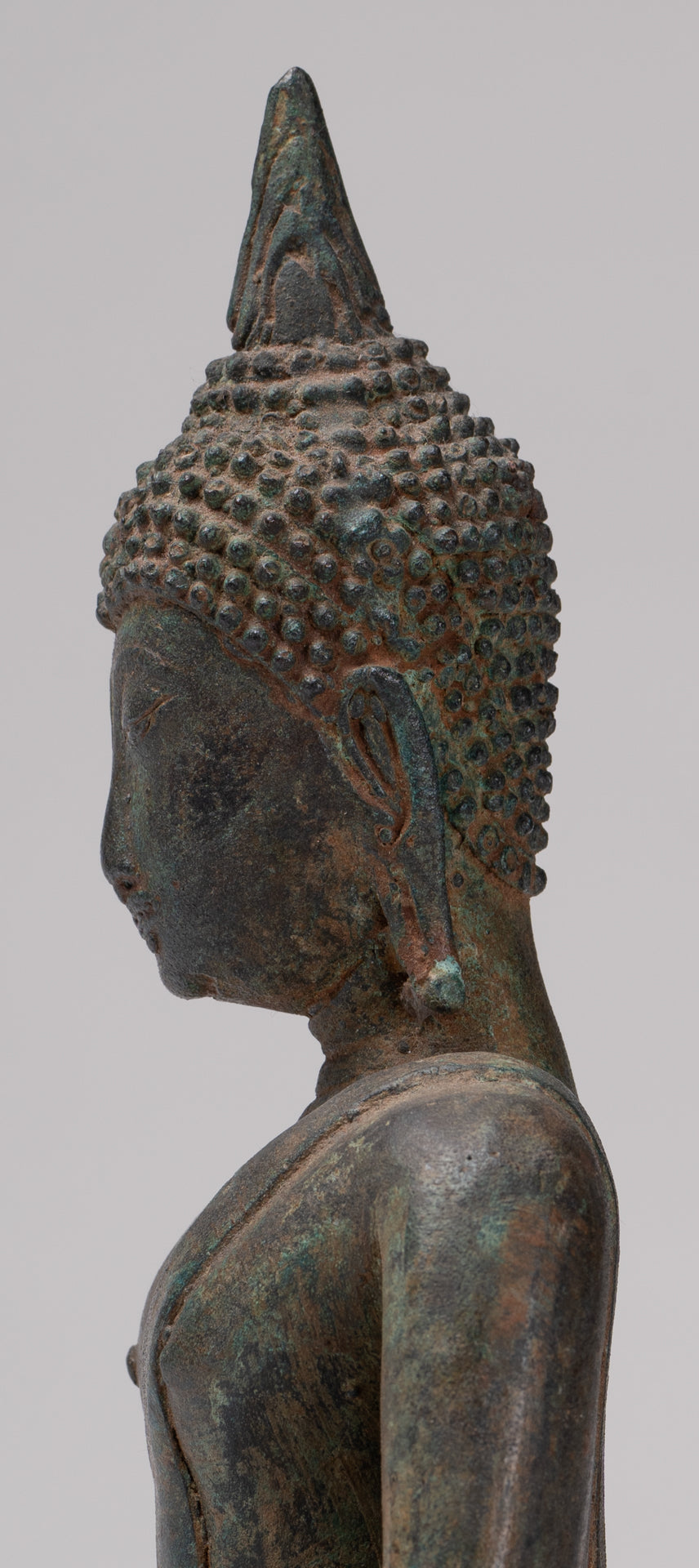 Buddha Statue - Antique Ayutthaya Style Seated Enlightenment Buddha Statue - 23cm/9"