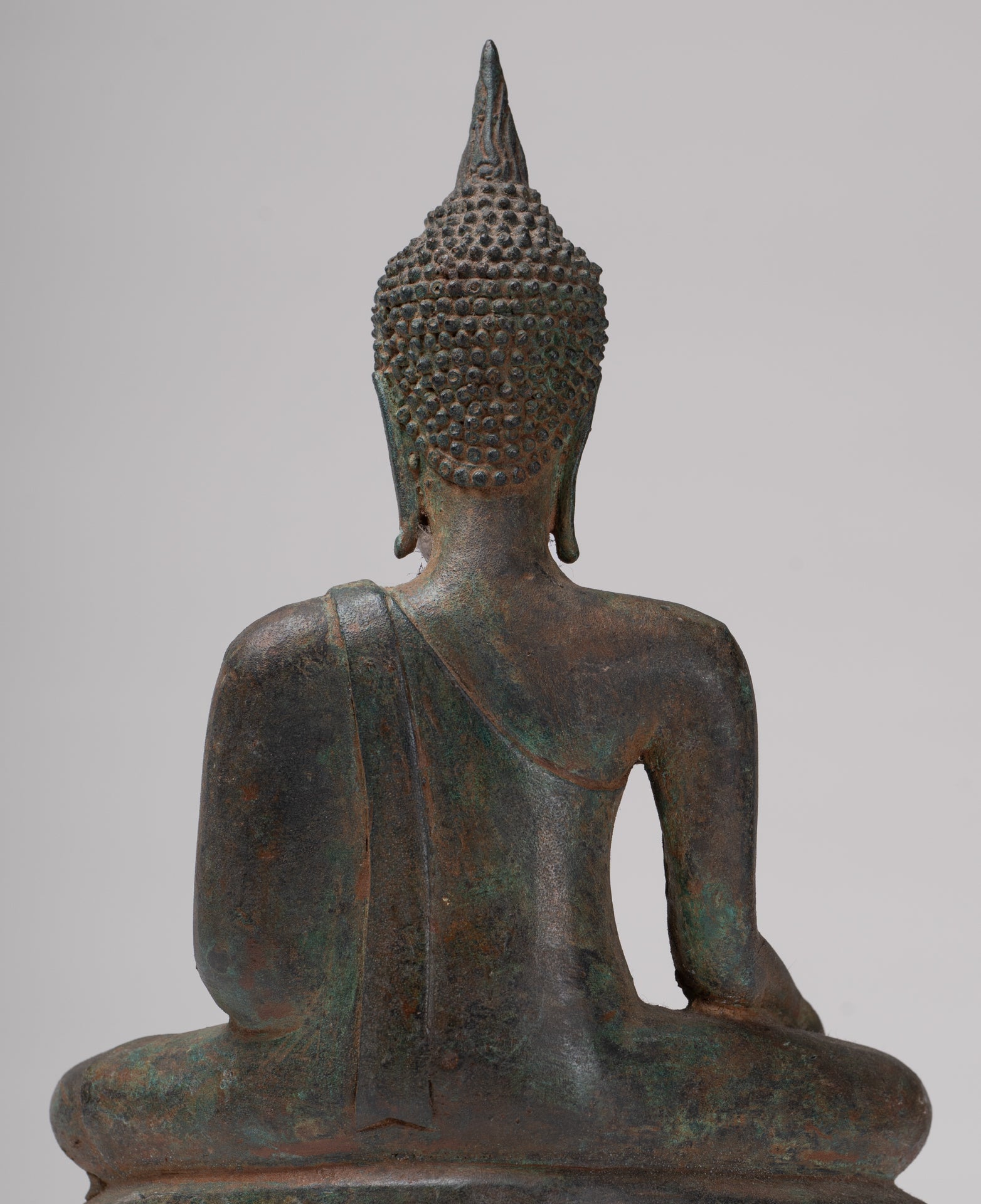 Buddha Statue - Antique Ayutthaya Style Seated Enlightenment Buddha Statue - 23cm/9"