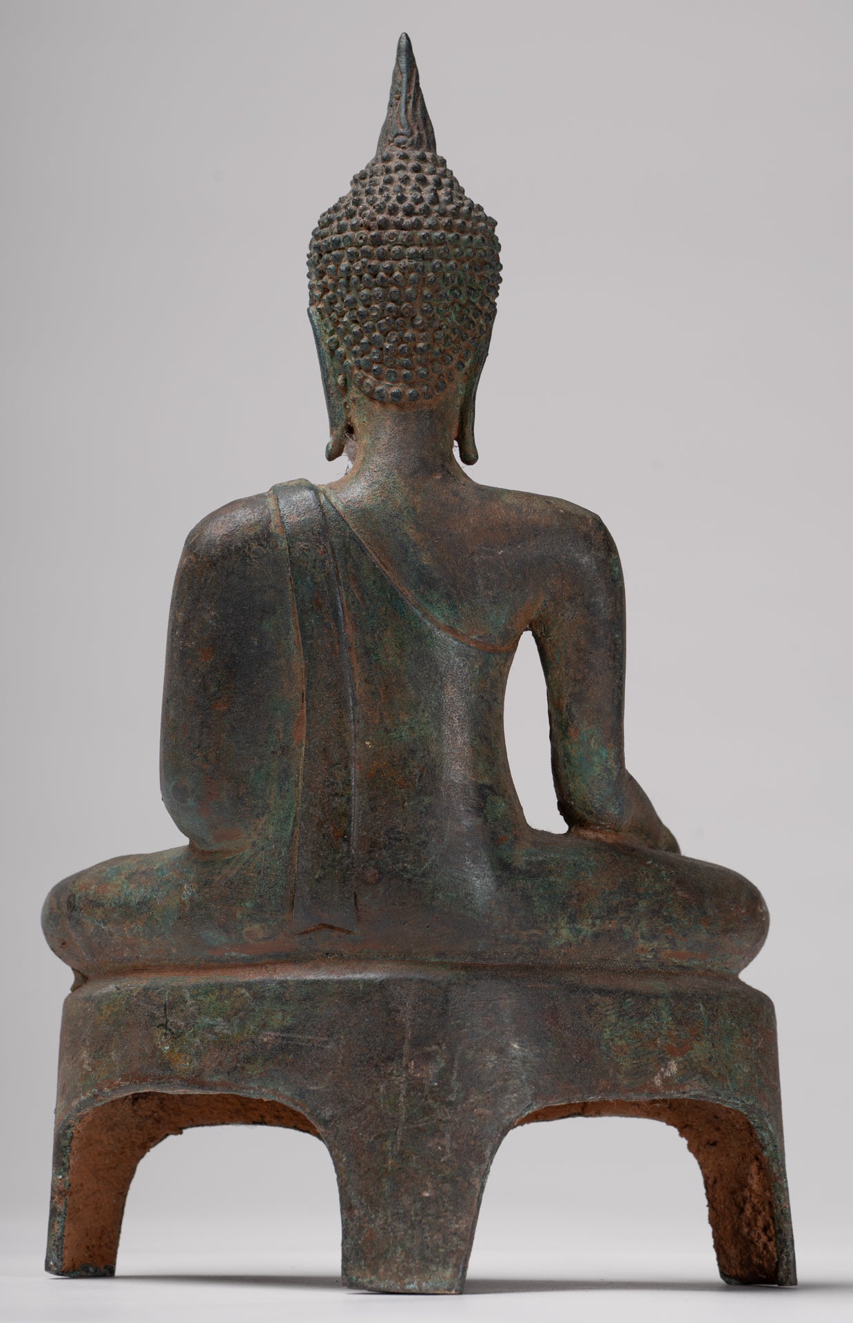 Buddha Statue - Antique Ayutthaya Style Seated Enlightenment Buddha Statue - 23cm/9"