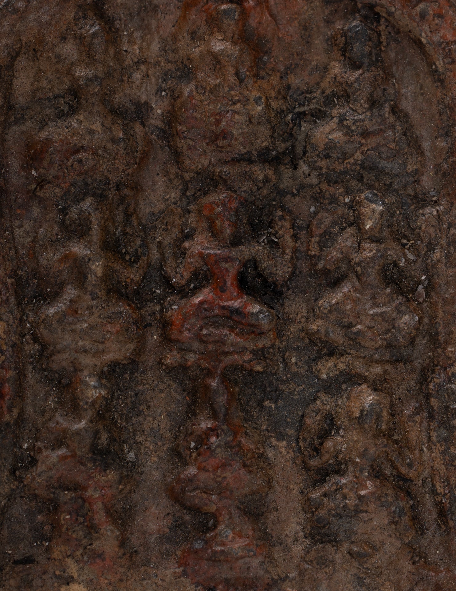 Pannello votivo - Pannello votivo Vishnu in bronzo antico in stile Khmer - 8 cm/3"