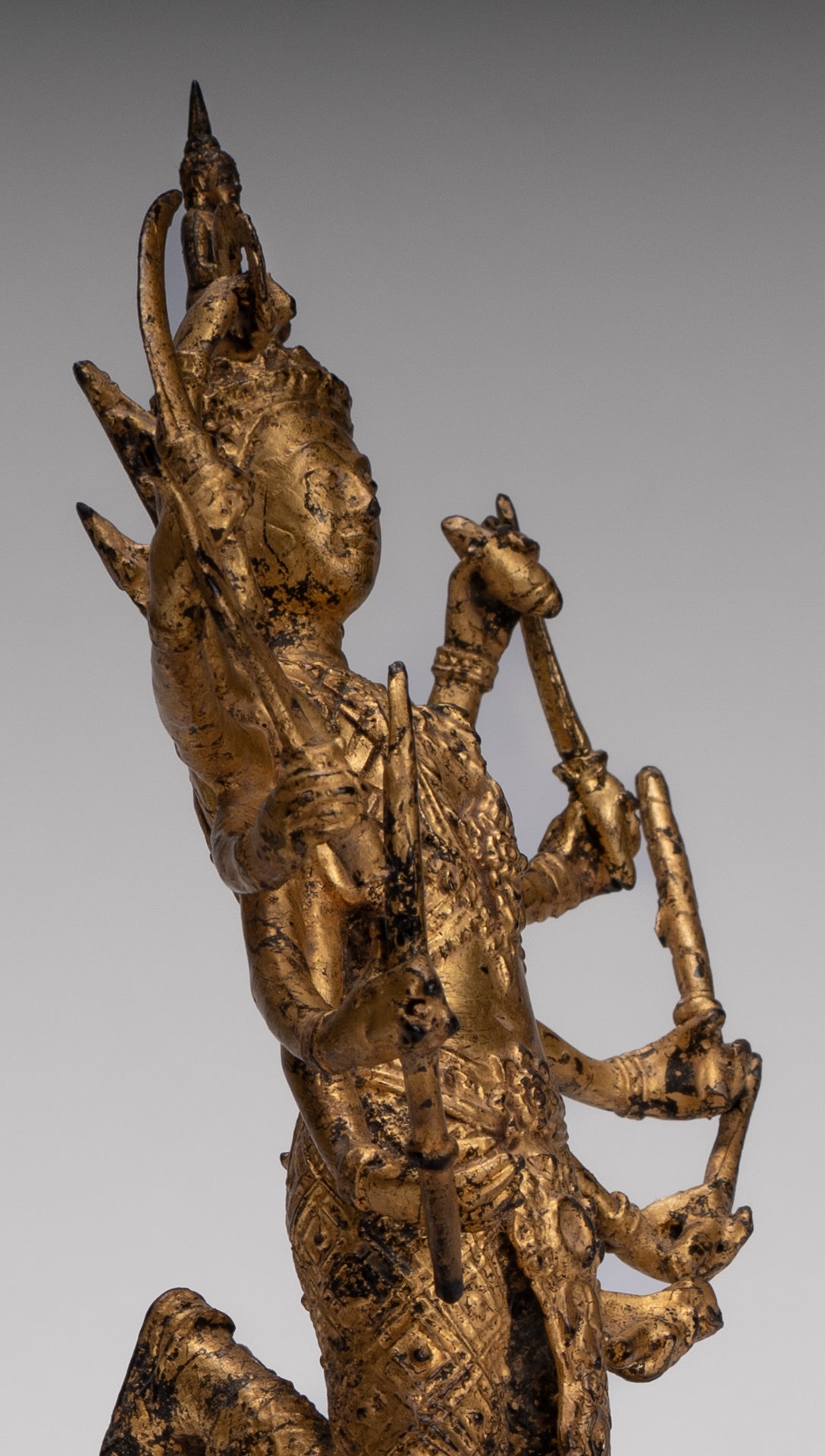 Shiva and Nandi - Antique Thai Style Rattanakosin Shiva and Nandi Statue - 27cm/11"