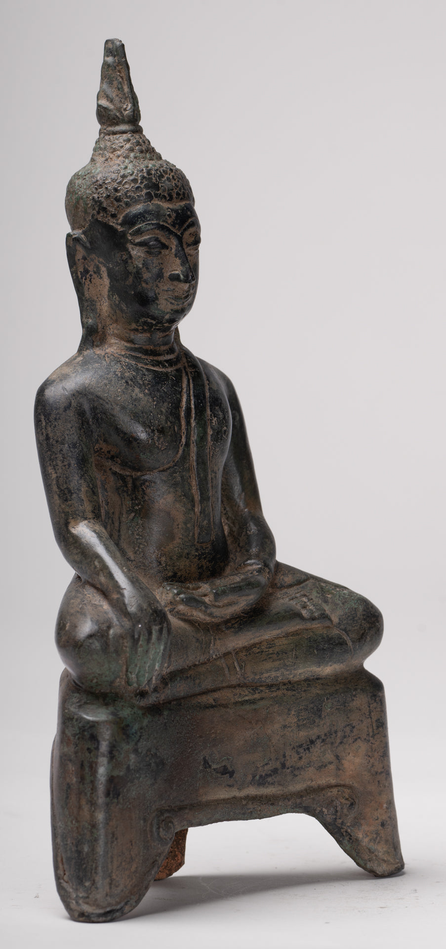Buddha Statue - Antique U Thong Style Bronze Enlightenment Buddha Statue - 24cm/10"