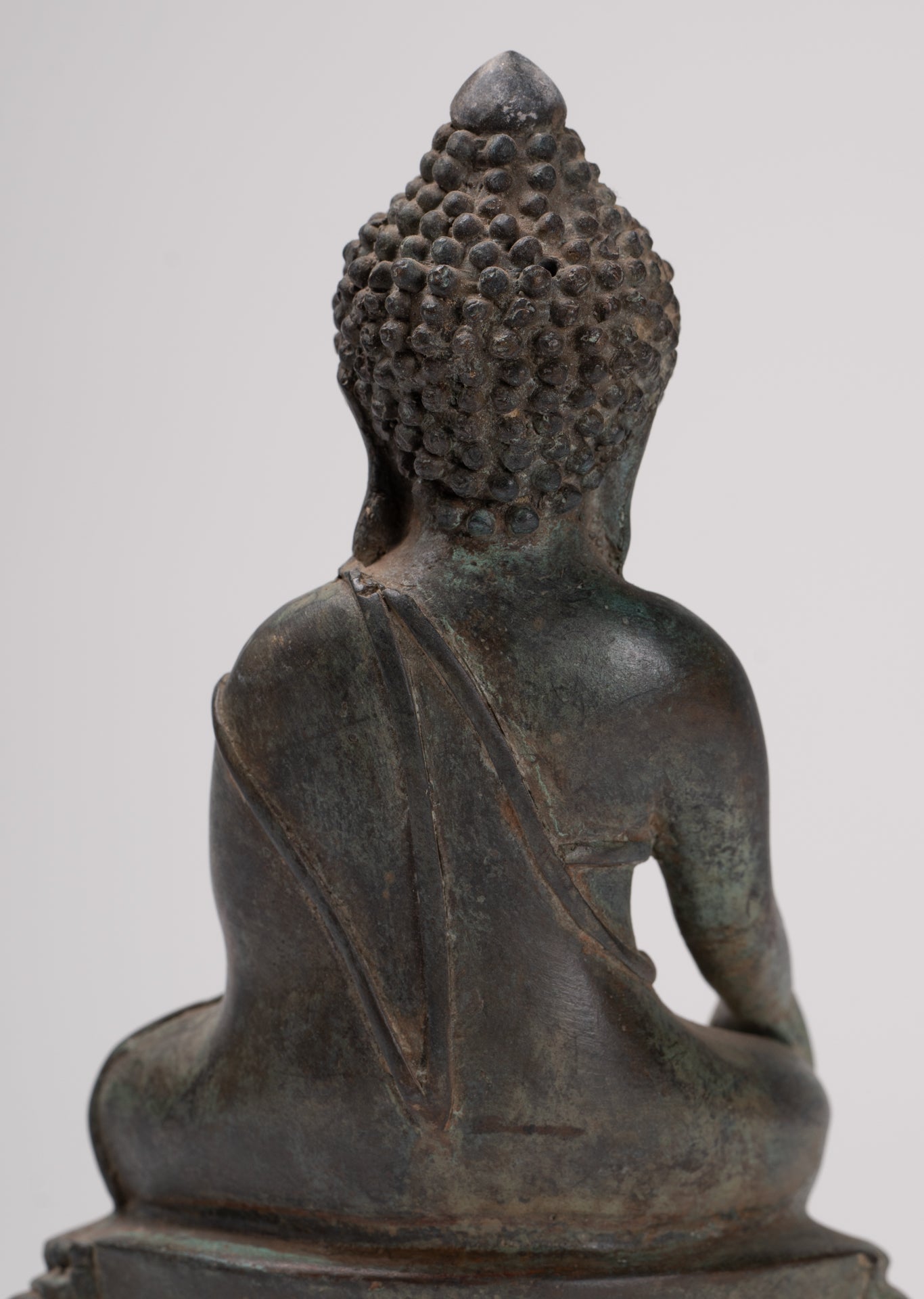 Buddha Statue - Antique Chinese Style Seated Bronze Enlightenment Buddha - 16cm/6"