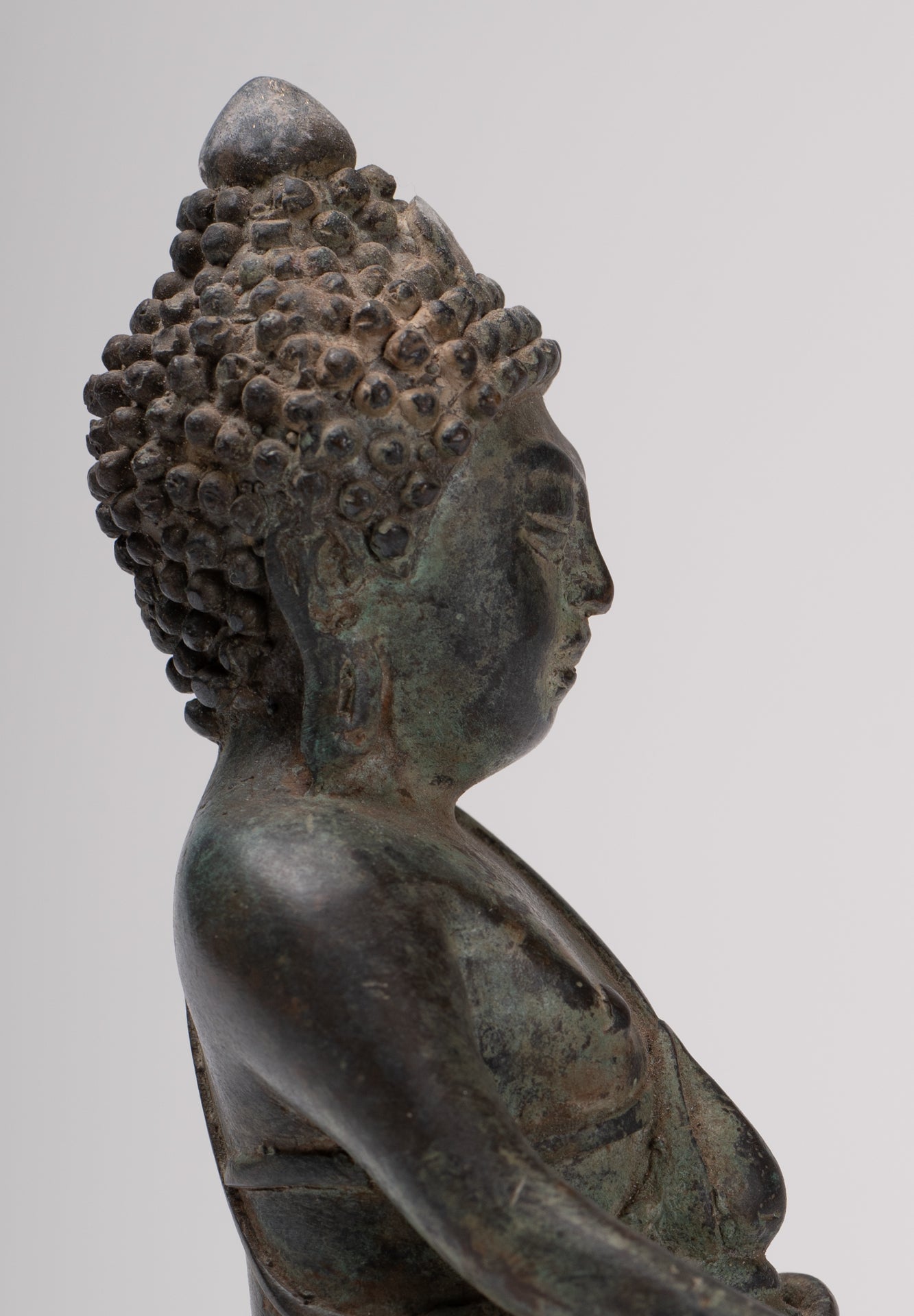 Buddha Statue - Antique Chinese Style Seated Bronze Enlightenment Buddha - 16cm/6"