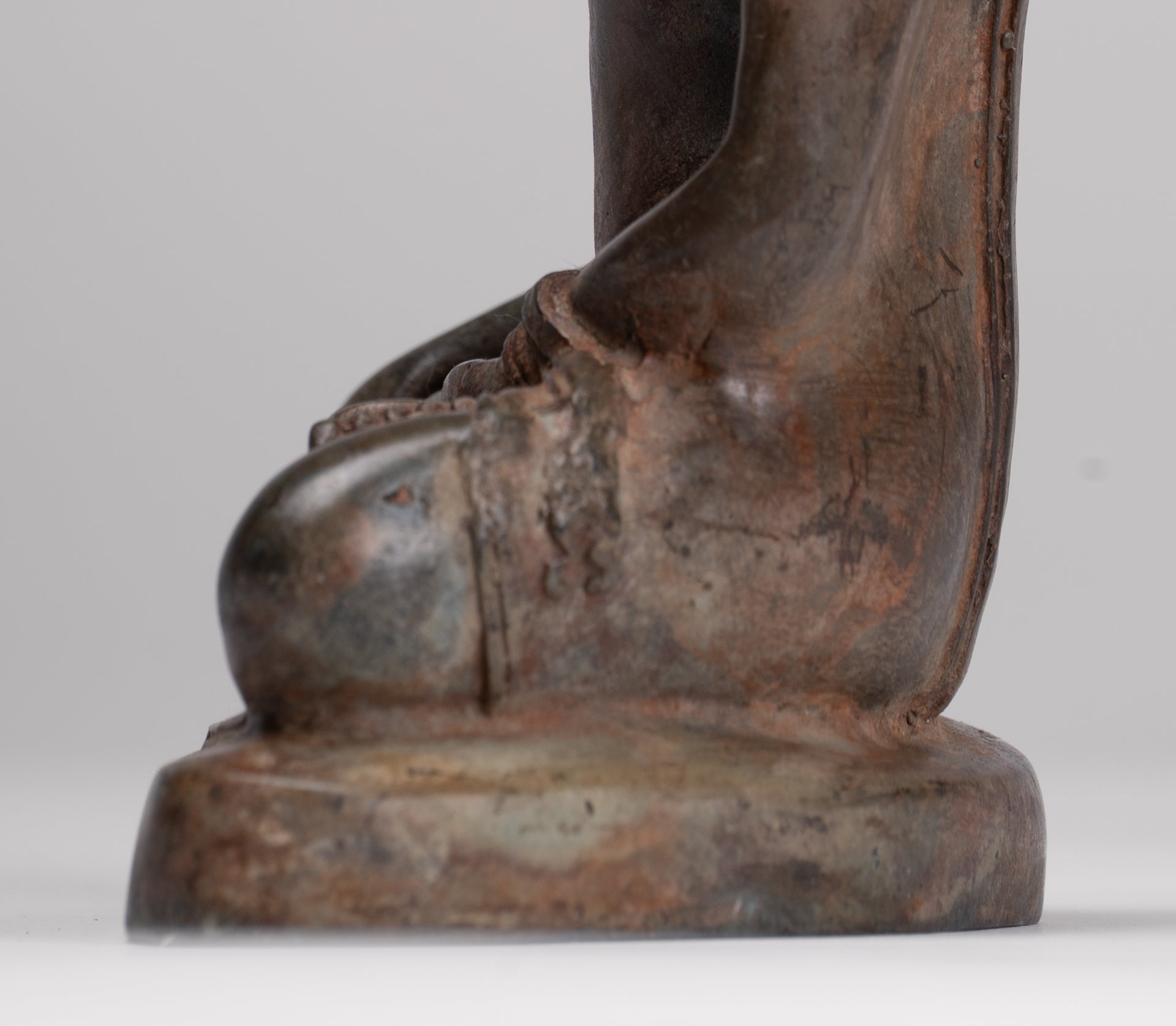 Buddha Statue - Antique Thai Style Bronze Chiang Saen Enlightenment Buddha Statue - 18cm/7"