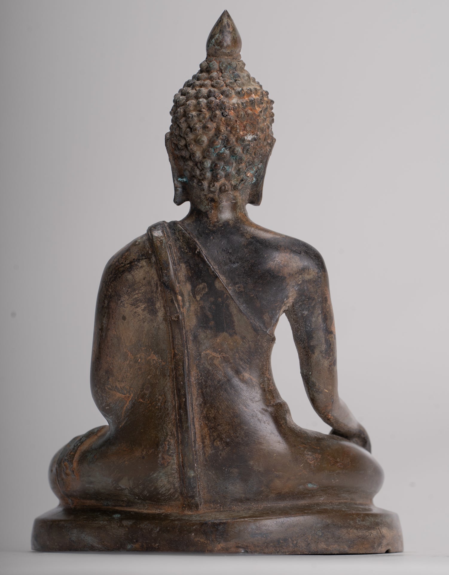 Buddha Statue - Antique Thai Style Bronze Chiang Saen Enlightenment Buddha Statue - 18cm/7"
