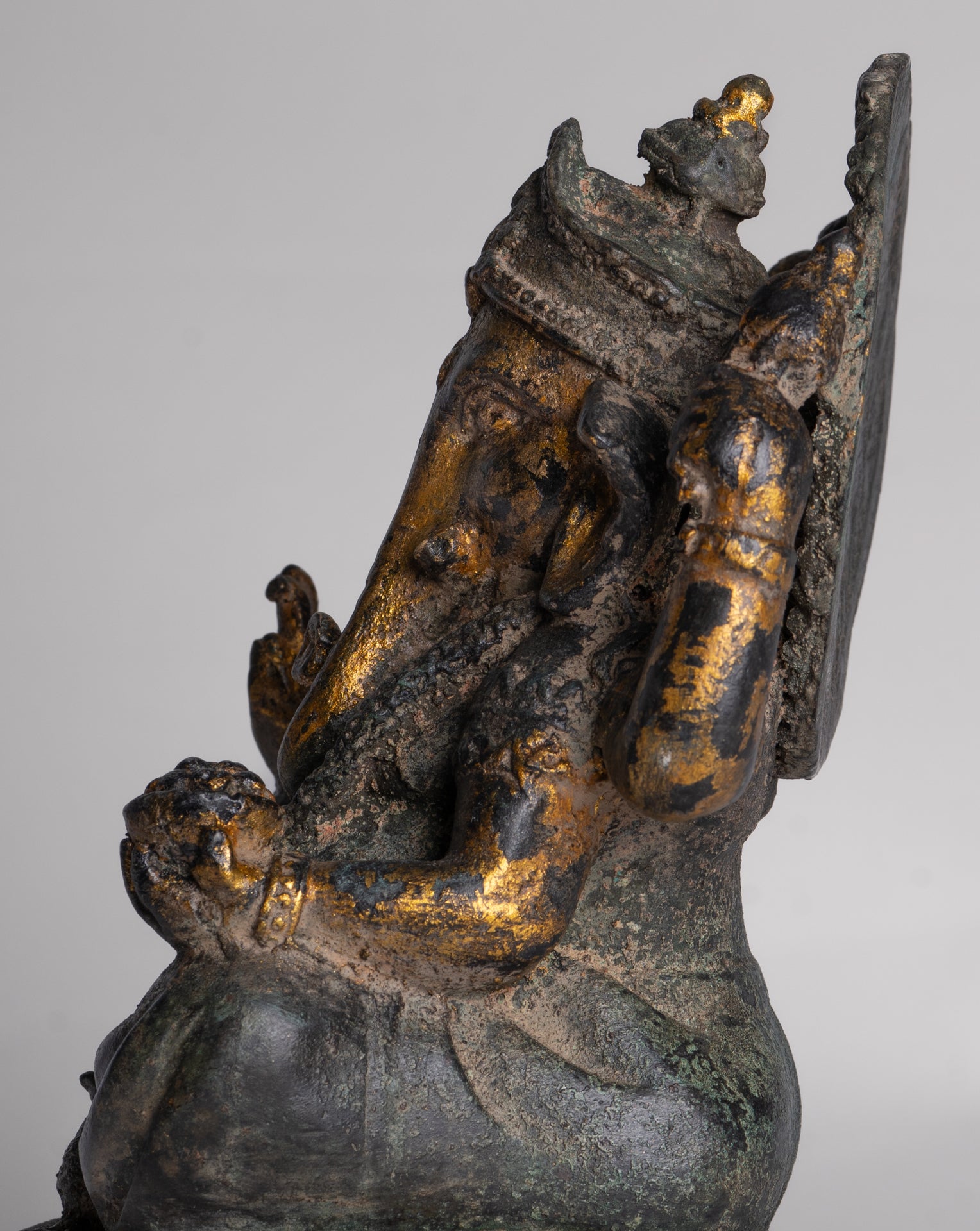 Ganesh - Antique Thai Style Bronze Seated Ganesha - 23cm/9"