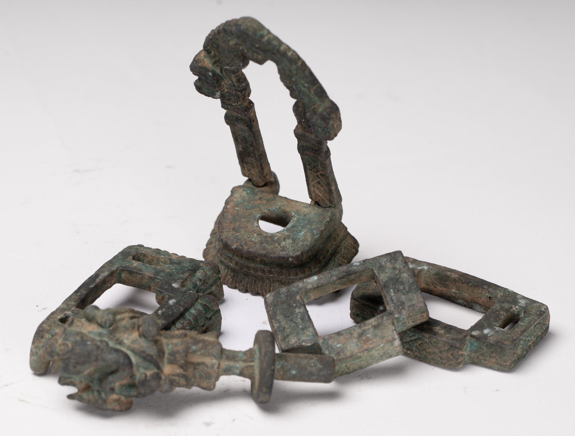 Ganesha Statue - Antique Thai Style Enthroned Bronze Standing Ganesha Statue - 11.5cm/5"