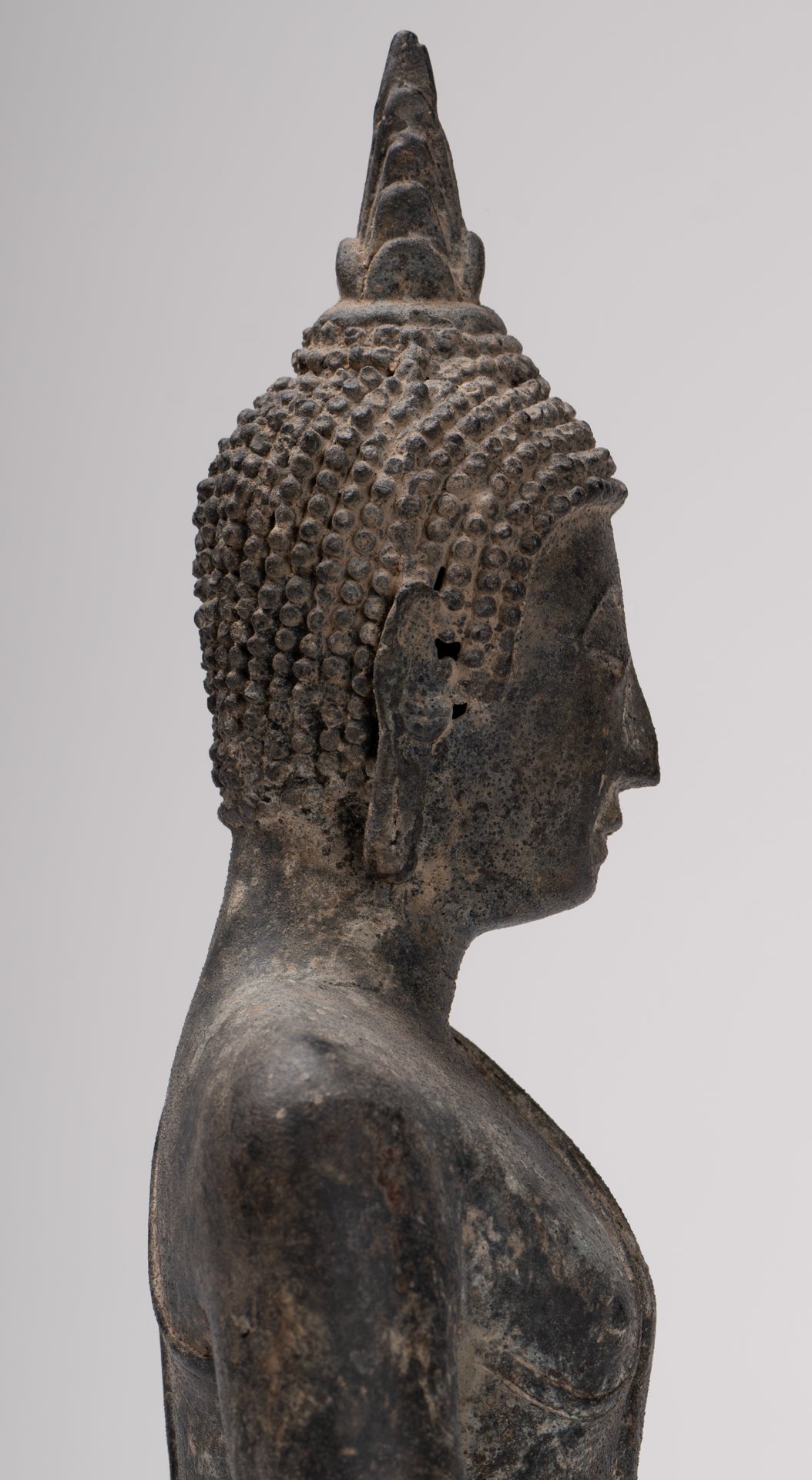 Buddha Statue - Antique U Thong Style Bronze Enlightenment Buddha Statue - 23.5cm/9"