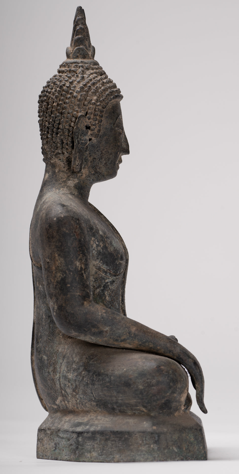 Buddha Statue - Antique U Thong Style Bronze Enlightenment Buddha Statue - 23.5cm/9"