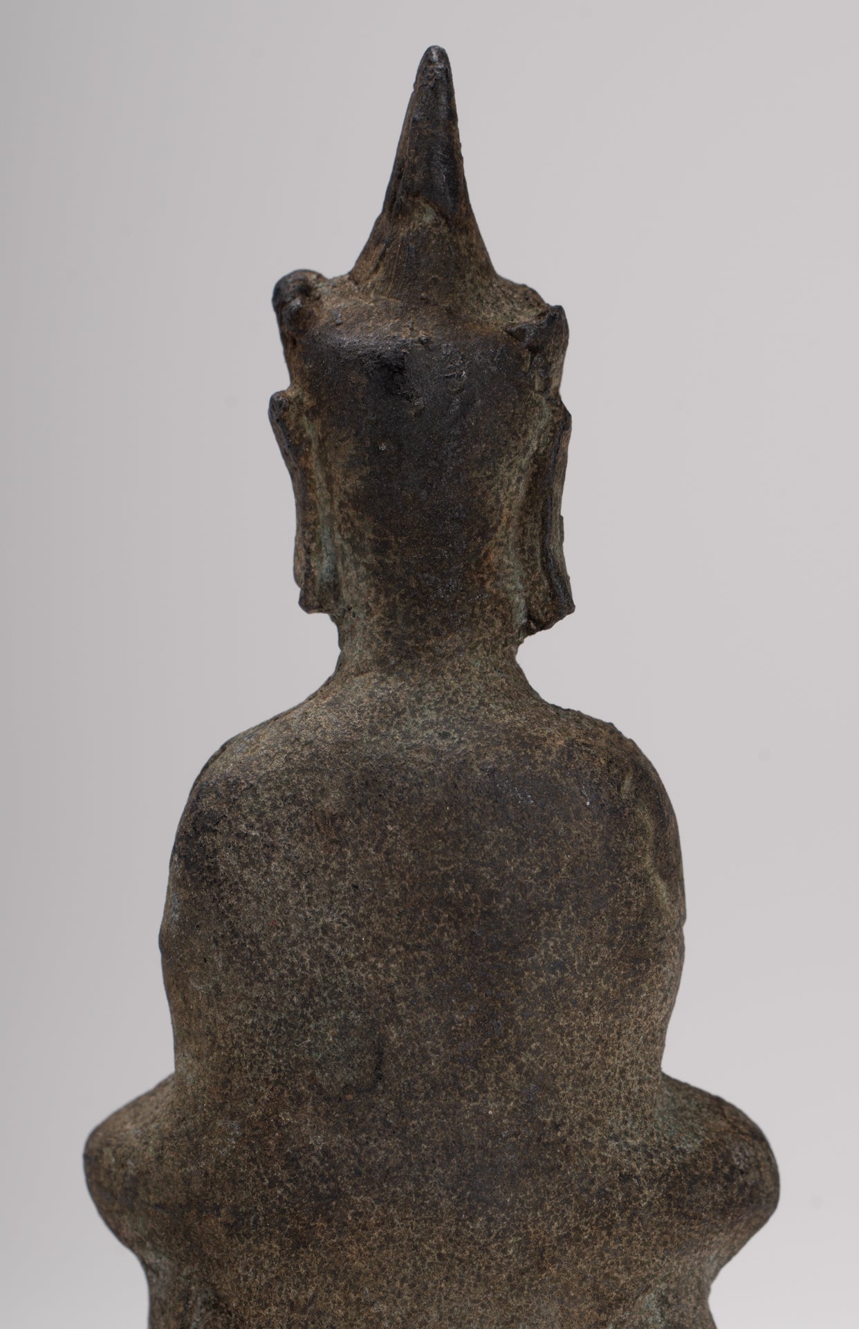 Antique Thai Style Seated Bronze Ayutthaya Meditation Buddha Statue - 9cm/4"