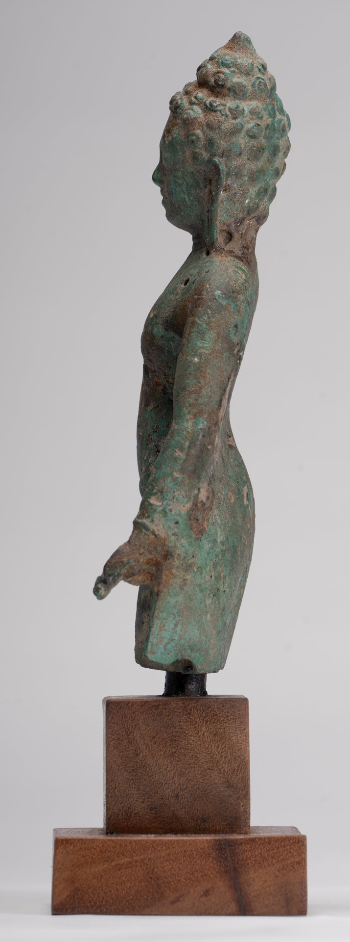 Buddha Statue - Antique Khmer Style Mounted Bronze Phnom Da Buddha Statue - 25cm/10"