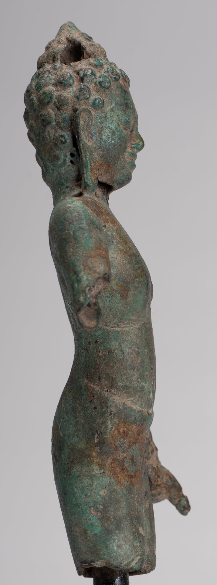 Buddha Statue - Antique Khmer Style Mounted Bronze Phnom Da Buddha Statue - 25cm/10"