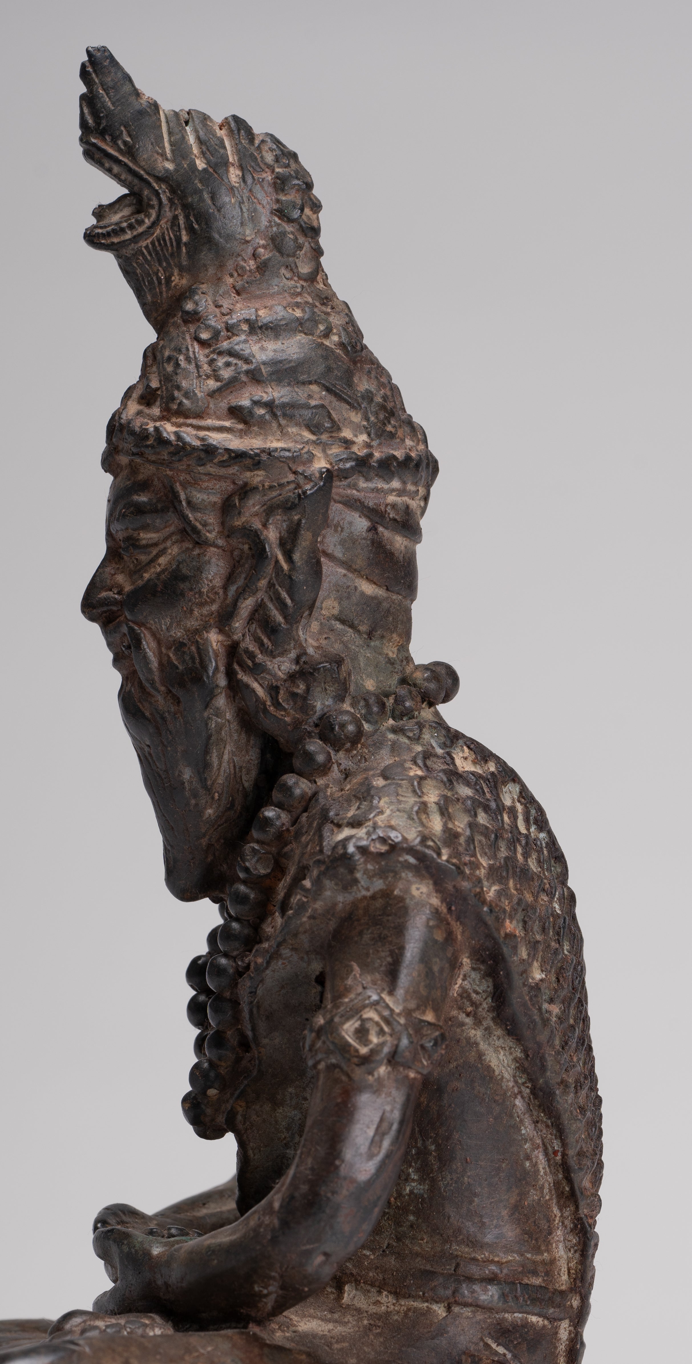 Rishi Statue - Antique Thai Style Seated Bronze Rishi or Wise Man - 25cm/10"