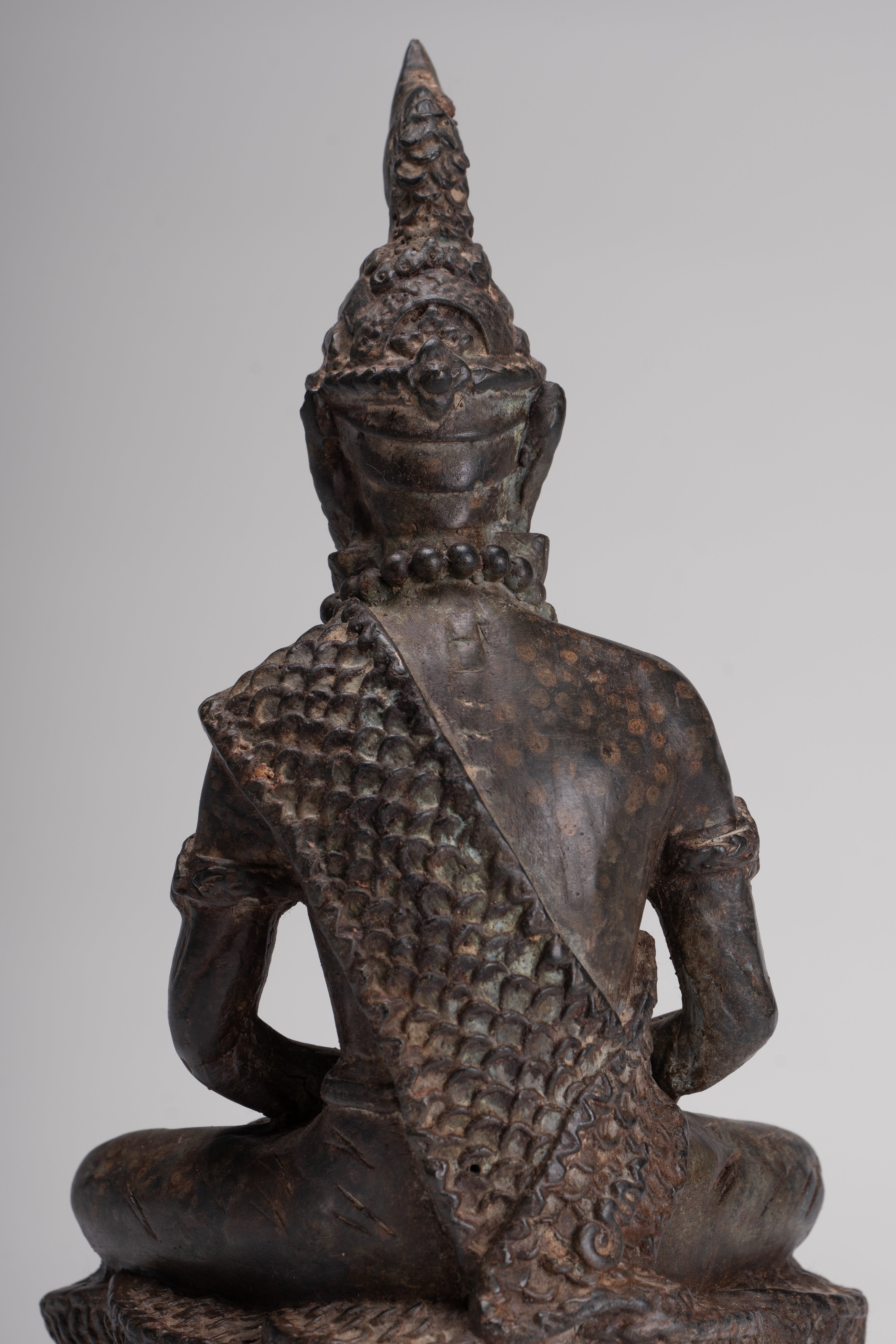 Rishi Statue - Antique Thai Style Seated Bronze Rishi or Wise Man - 25cm/10"