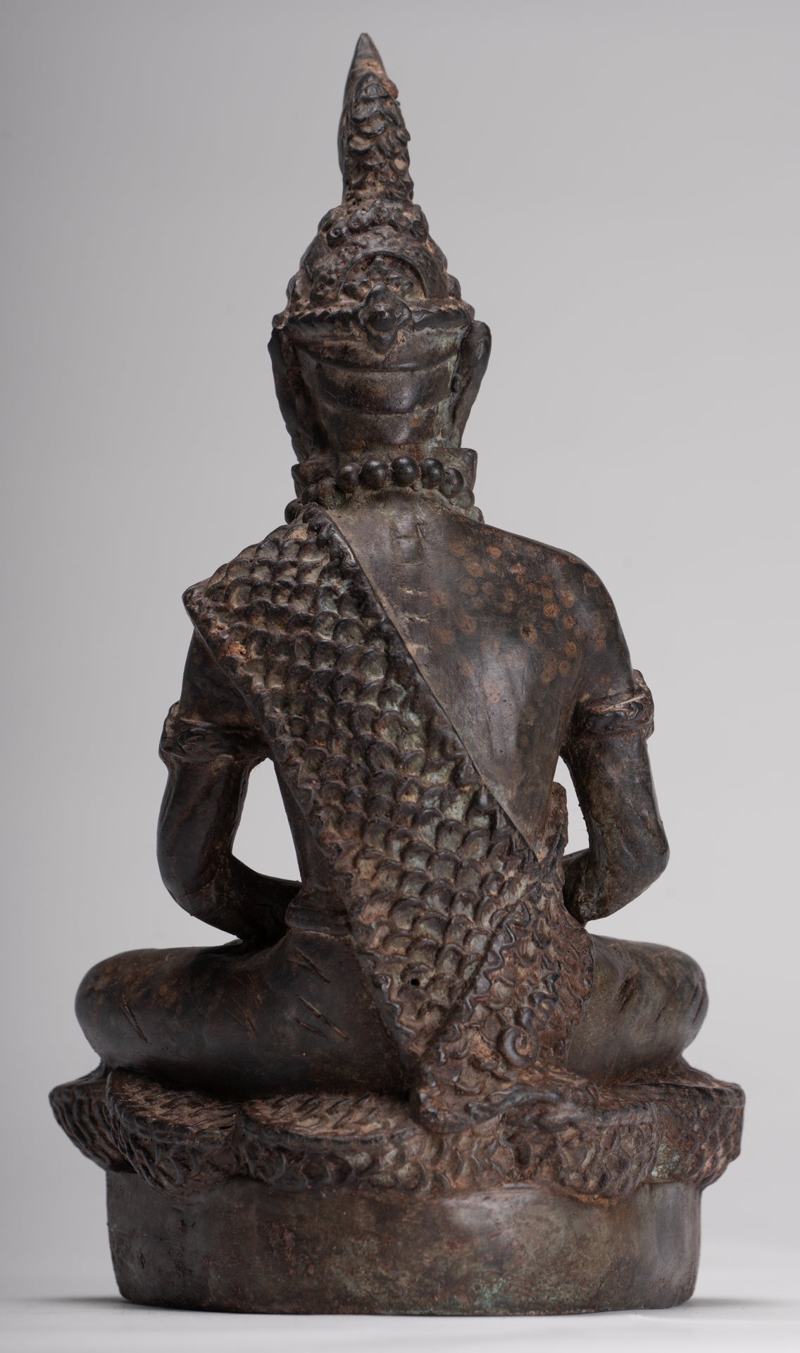 Rishi Statue - Antique Thai Style Seated Bronze Rishi or Wise Man - 25cm/10"