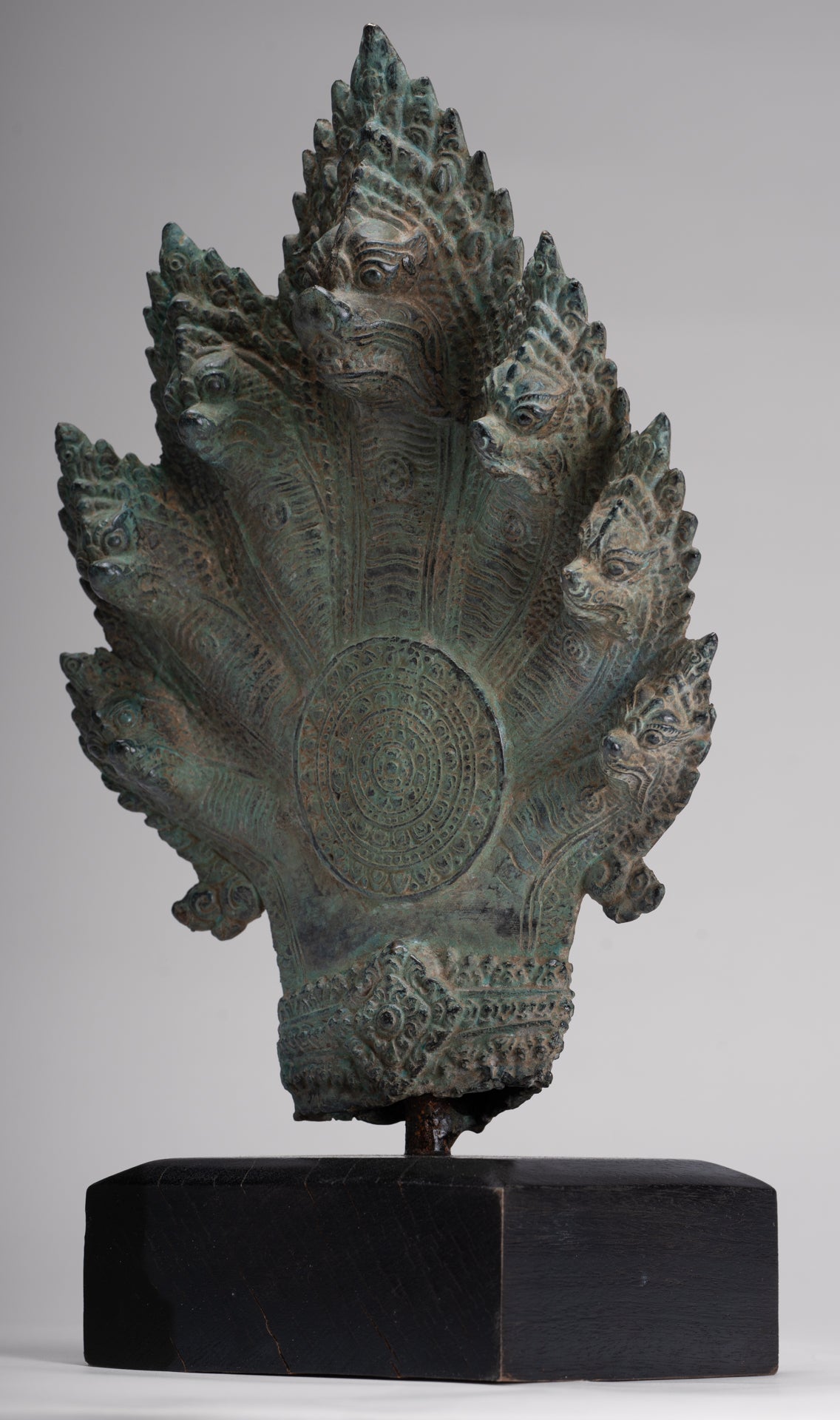 Naga Statue - Antique Khmer Style Bronze Protective Naga, Snake or Serpent Statue - 36cm/14"