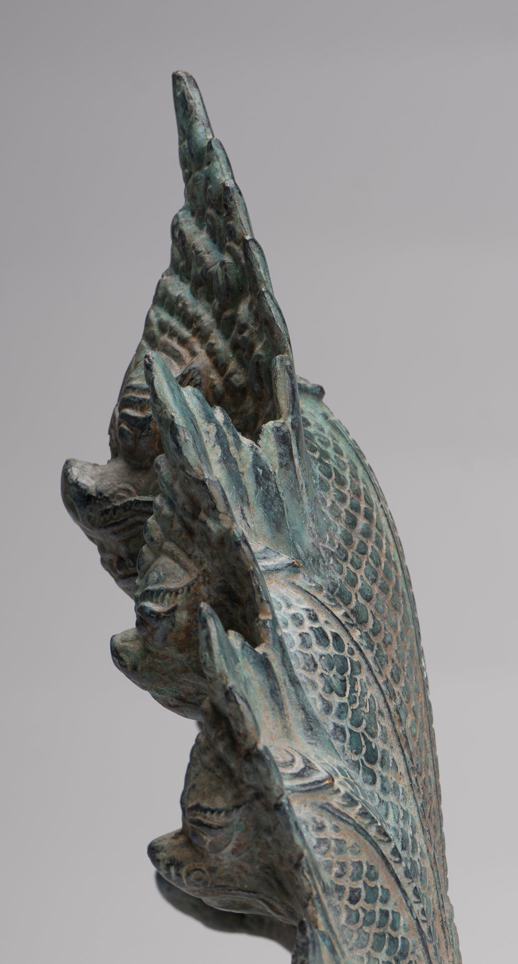 Naga Statue - Antique Khmer Style Bronze Protective Naga, Snake or Serpent Statue - 36cm/14"