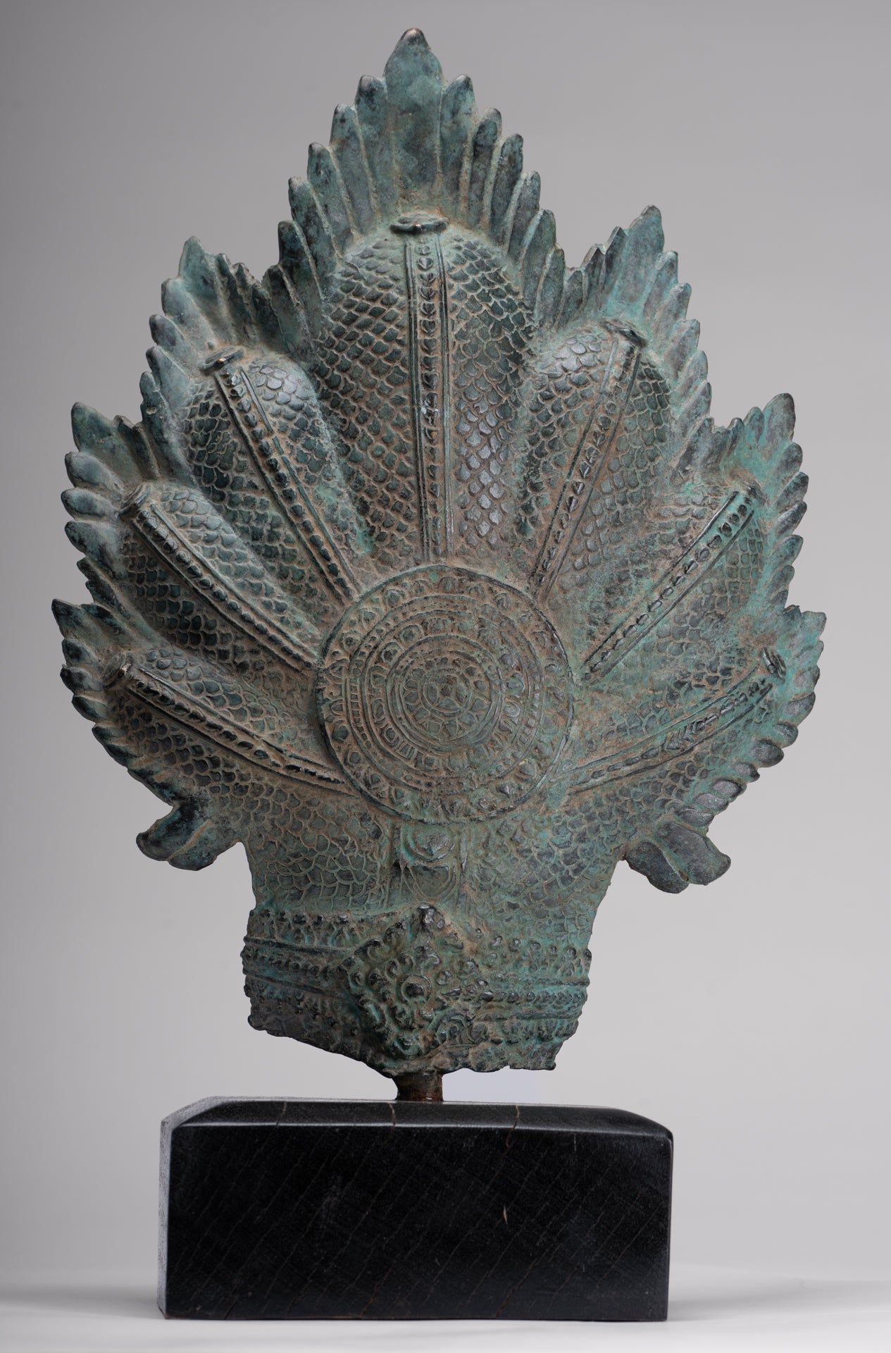 Naga Statue - Antique Khmer Style Bronze Protective Naga, Snake or Serpent Statue - 36cm/14"