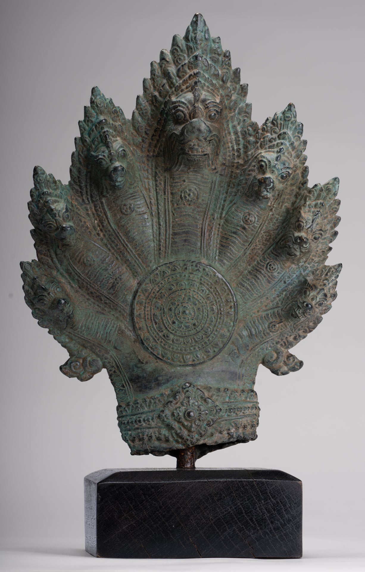 Naga Statue - Antique Khmer Style Bronze Protective Naga, Snake or Serpent Statue - 36cm/14"