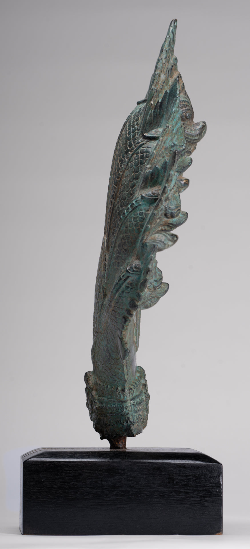 Naga Statue - Antique Khmer Style Bronze Protective Naga, Snake or Serpent Statue - 36cm/14"