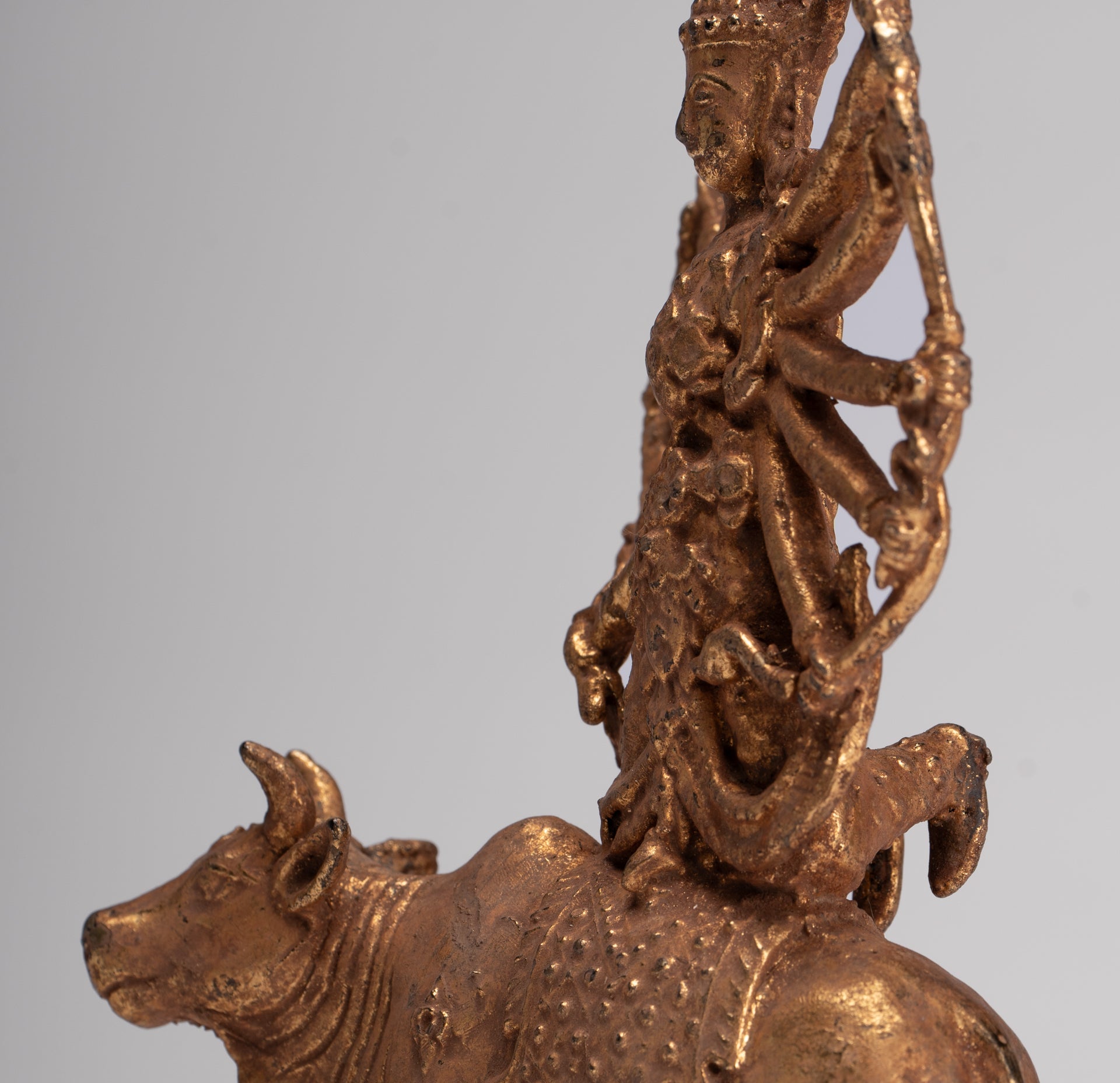 Shiva and Nandi - Antique Thai Style Rattanakosin Shiva and Nandi Statue - 19.5cm/8"