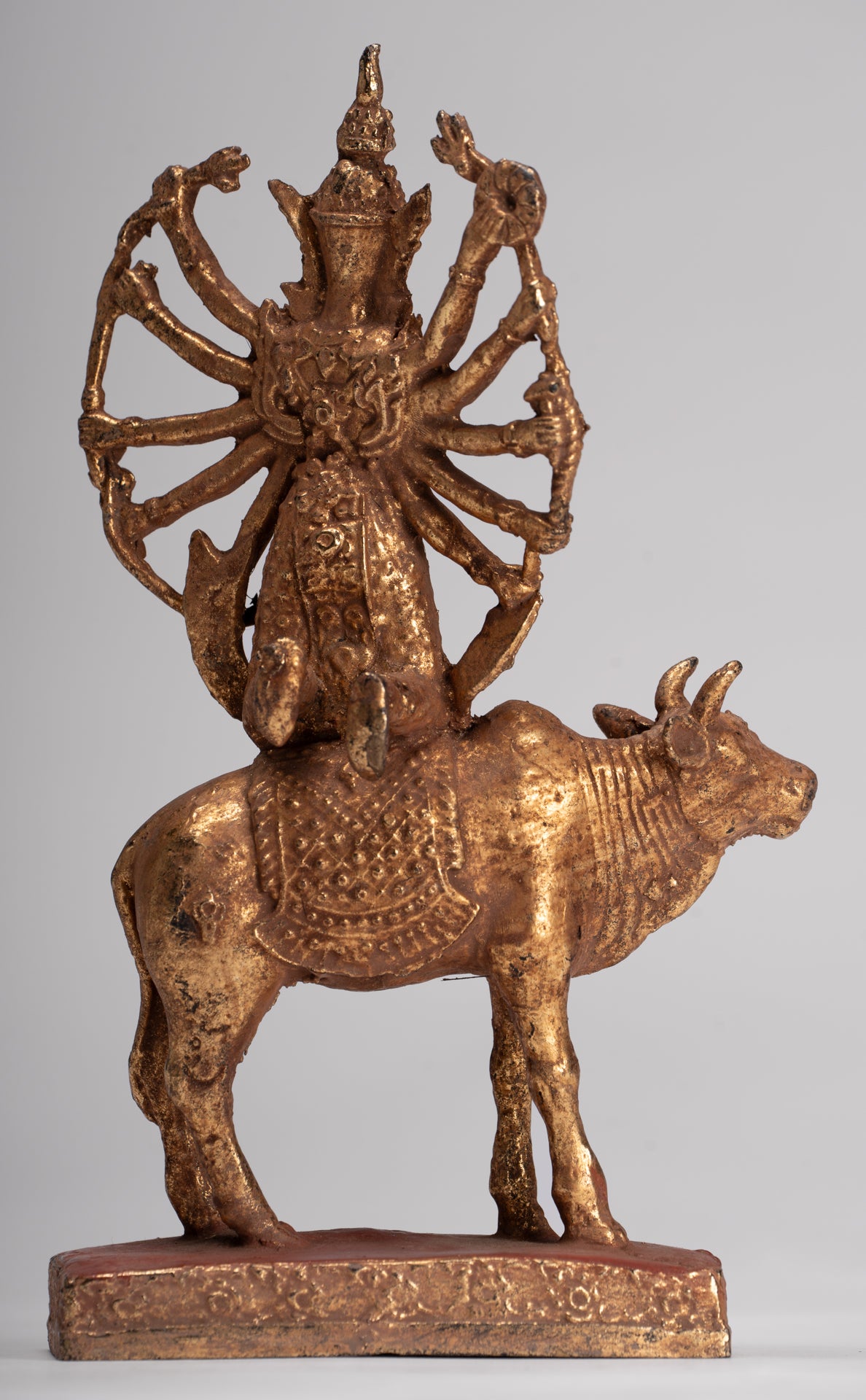 Shiva and Nandi - Antique Thai Style Rattanakosin Shiva and Nandi Statue - 19.5cm/8"