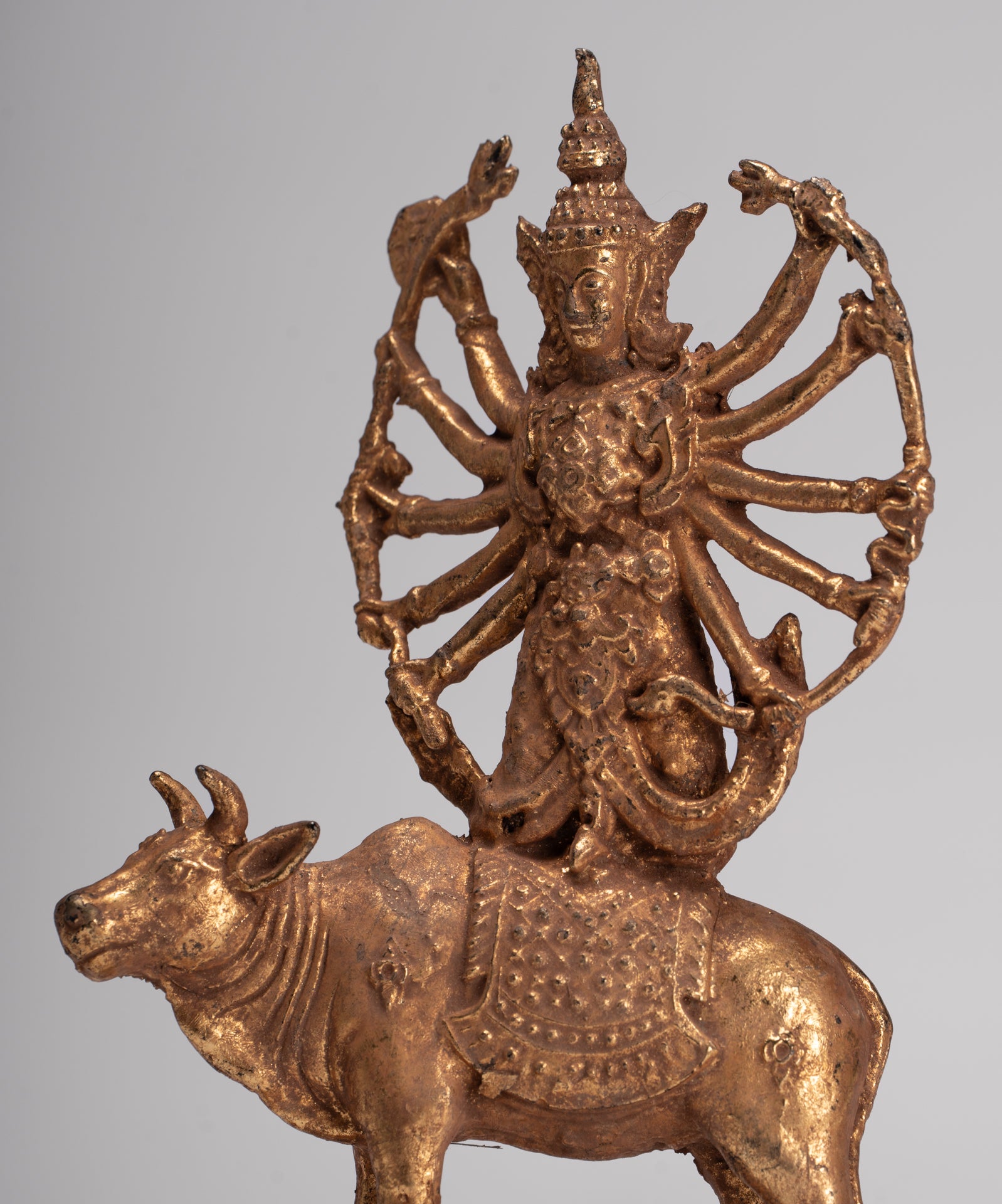 Shiva and Nandi - Antique Thai Style Rattanakosin Shiva and Nandi Statue - 19.5cm/8"