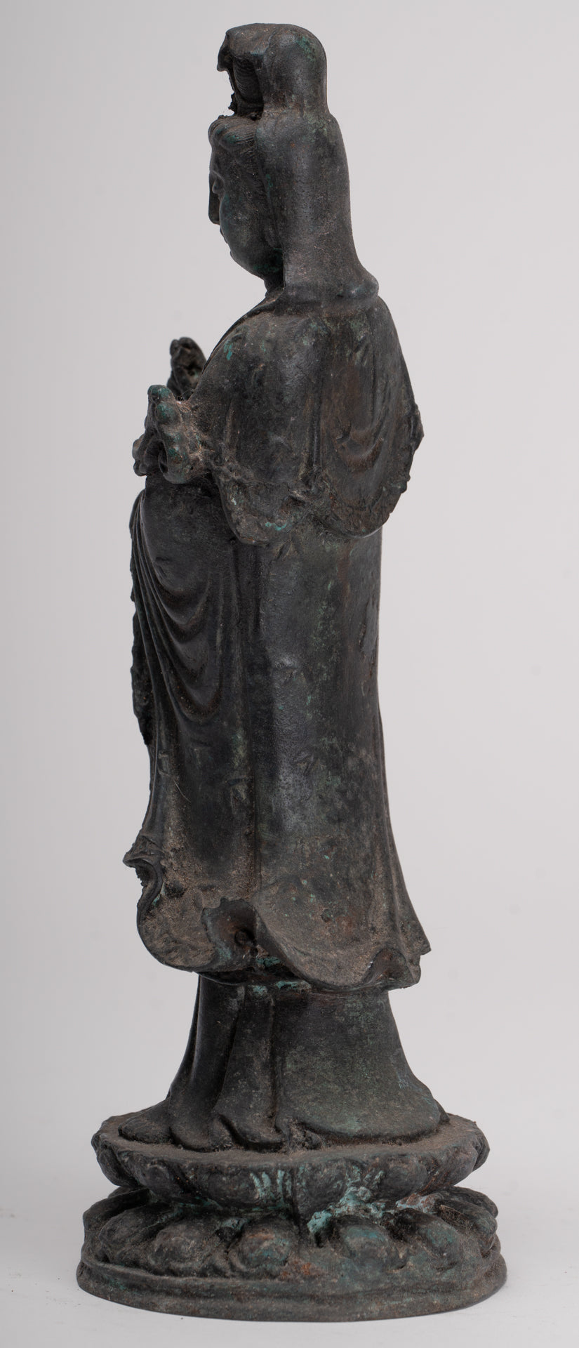 Antique Chinese Style Bronze Bodhisattvas Kwan Yin or Guanyin Statue - 26cm/10"