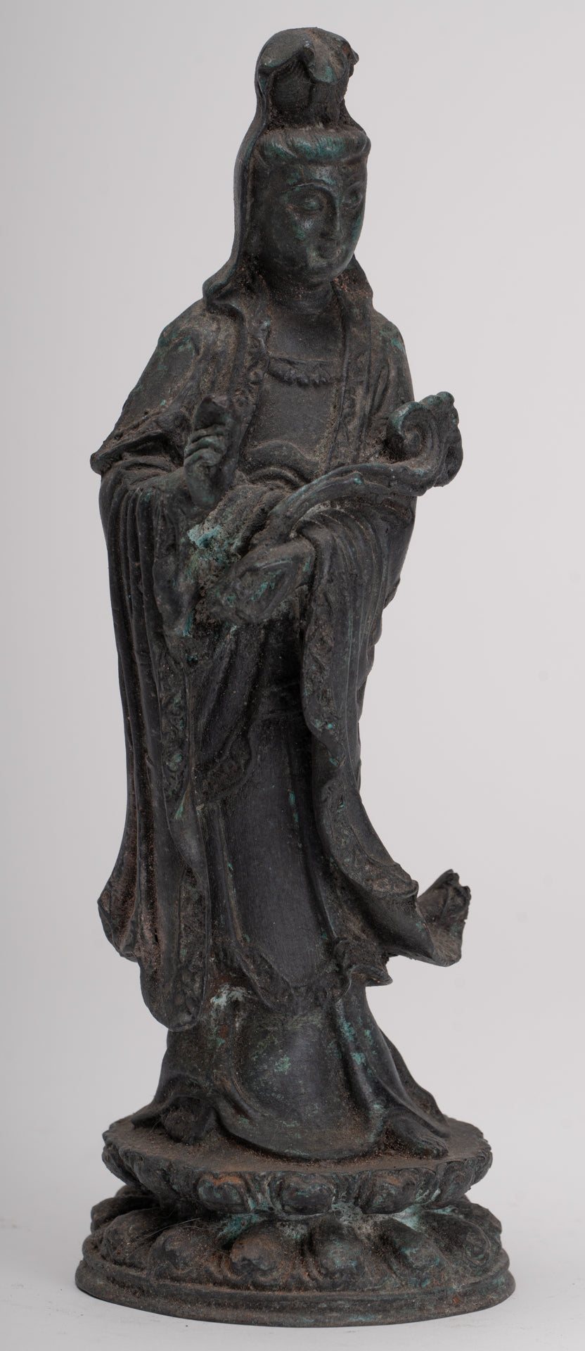 Antique Chinese Style Bronze Bodhisattvas Kwan Yin or Guanyin Statue - 26cm/10"