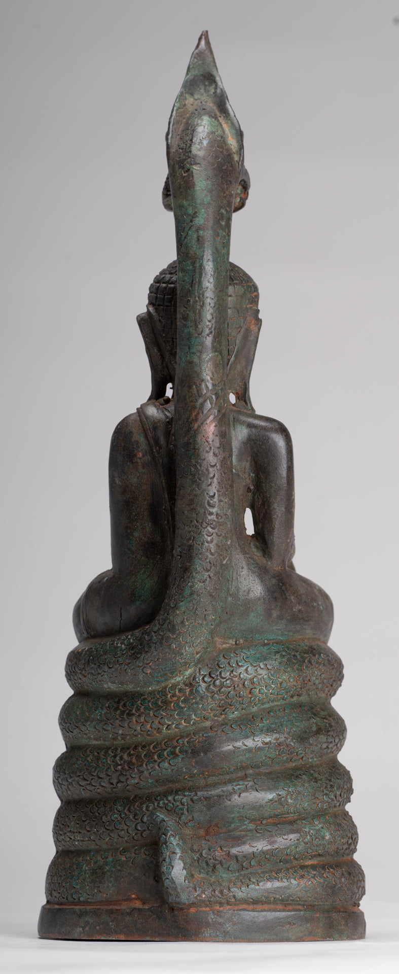 Buddha Statue - Antique Laos Style Bronze Enlightenment Naga Buddha Statue - 34cm/14"