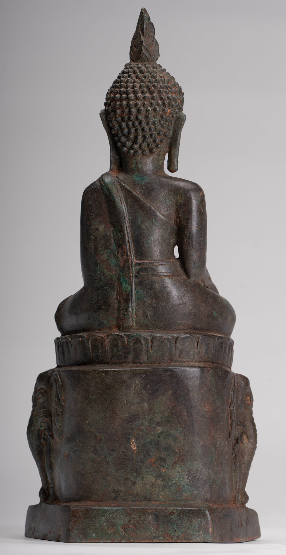 Buddha Statue - Antique Laos Style Bronze Enlightenment Elephant Buddha Statue - 30cm/12"