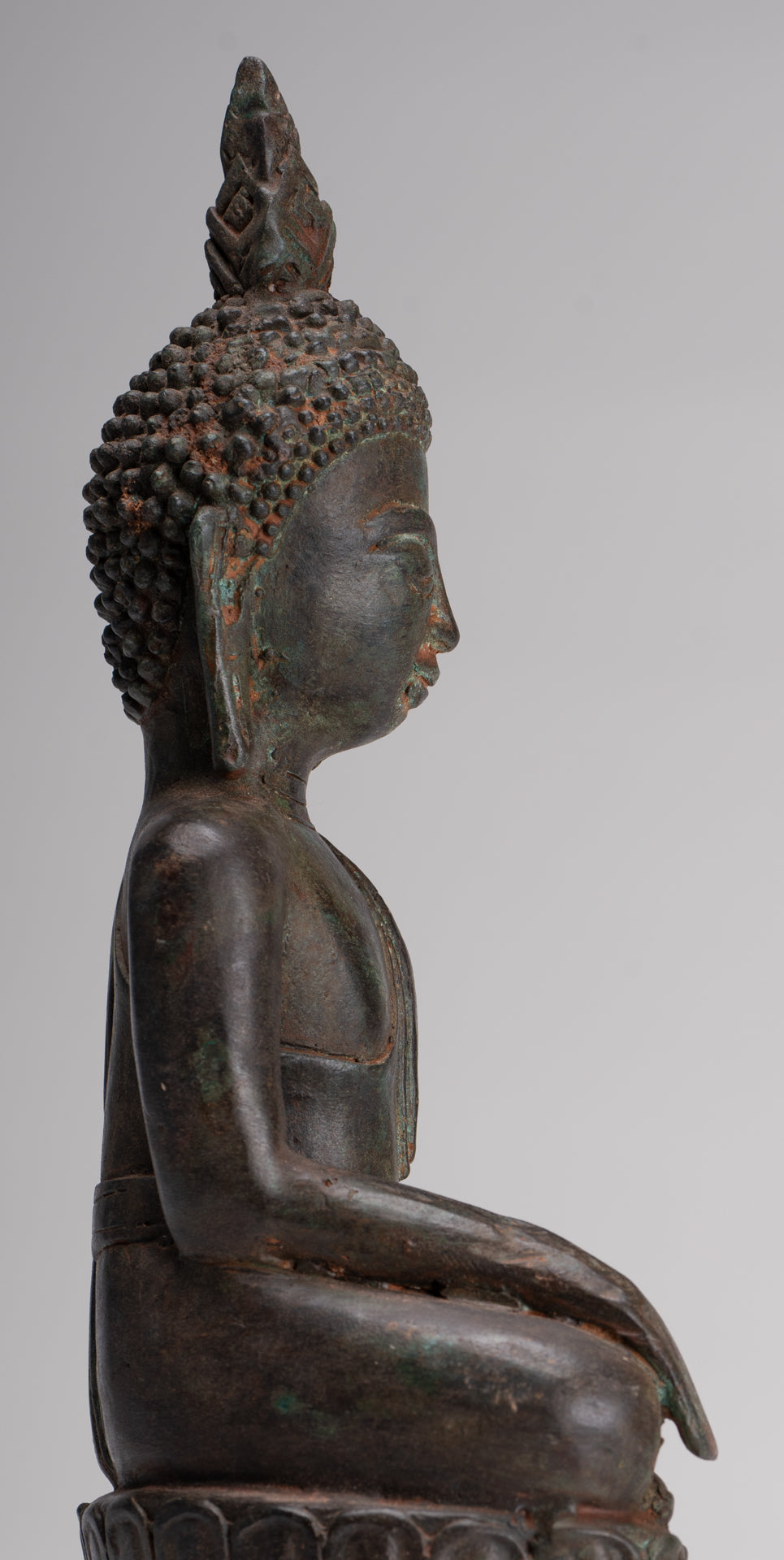 Buddha Statue - Antique Laos Style Bronze Enlightenment Elephant Buddha Statue - 30cm/12"