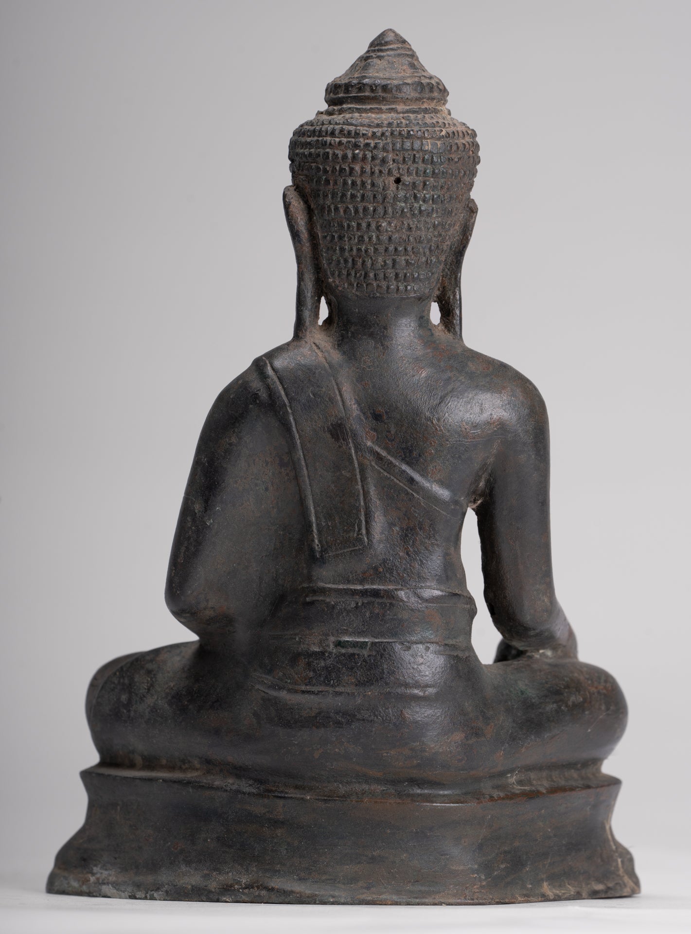 Buddha Statue - Antique Lopburi Style Seated Enlightenment Buddha Statue - 21cm/8"