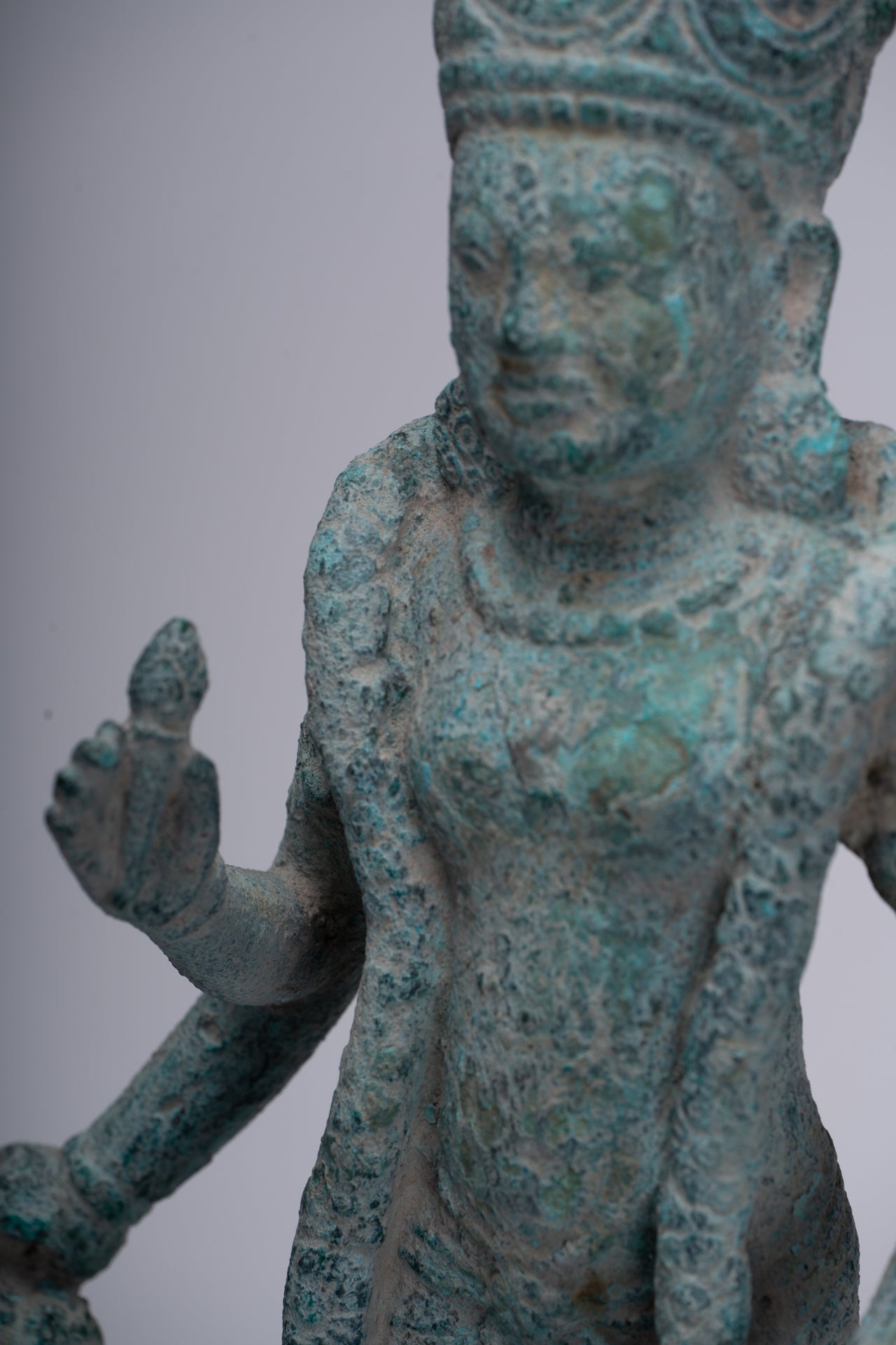 Vishnu Statue - Antique Phnom Da Style Khmer Vishnu with Gadanari and Chakrapurusha - 39cm/16"