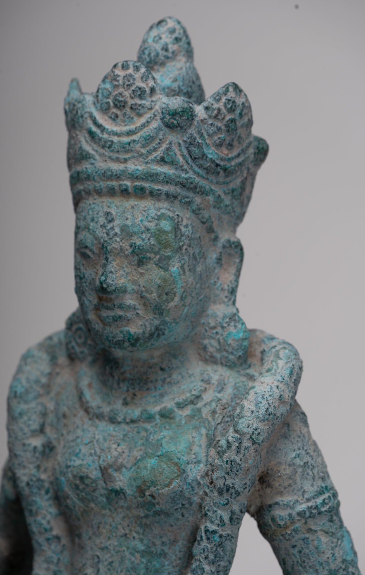 Vishnu Statue - Antique Phnom Da Style Khmer Vishnu with Gadanari and Chakrapurusha - 39cm/16"