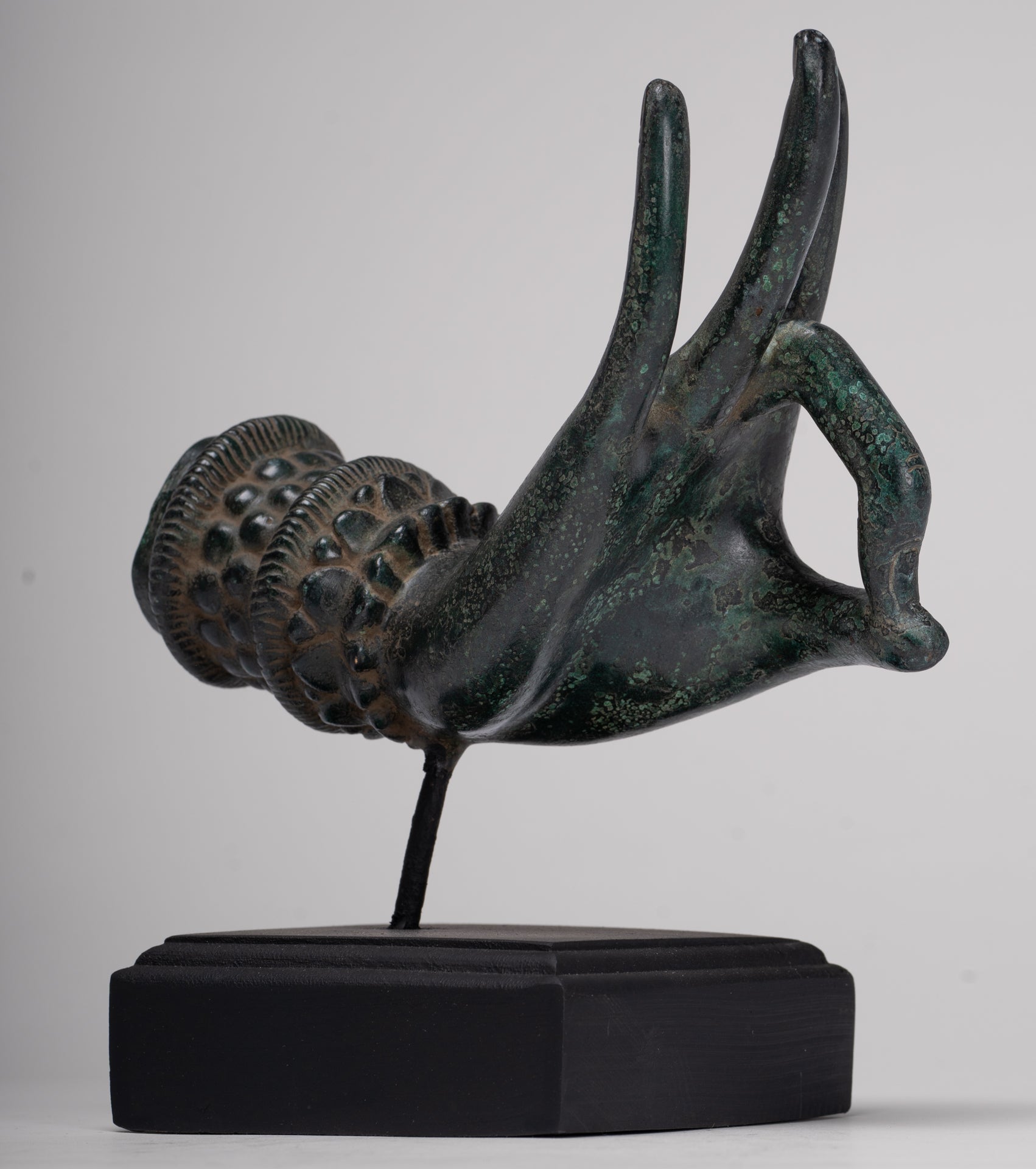 Mounted Antique Thai Style Southeast Asia Bronze Thai Teaching Hand - 24cm/10"