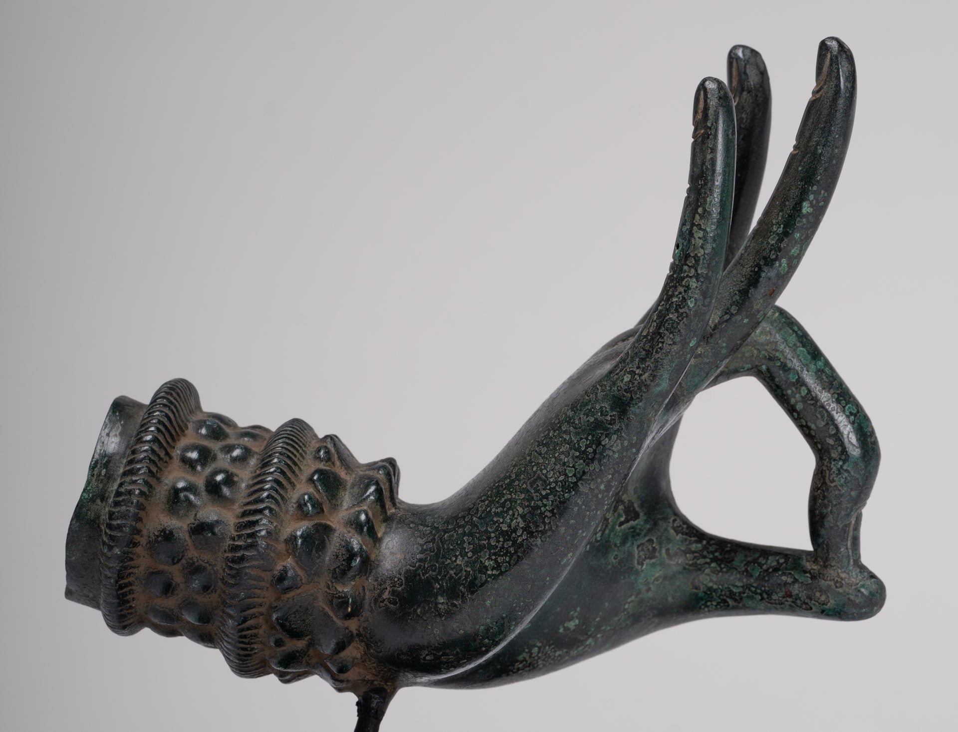 Mounted Antique Thai Style Southeast Asia Bronze Thai Teaching Hand - 24cm/10"