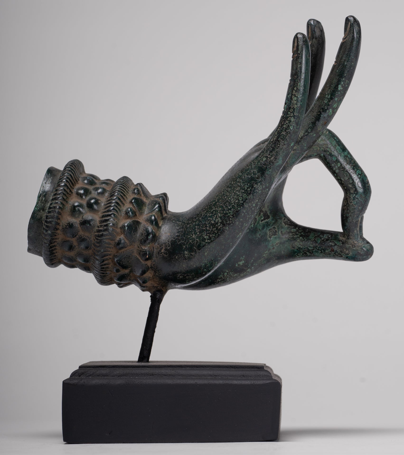 Mounted Antique Thai Style Southeast Asia Bronze Thai Teaching Hand - 24cm/10"