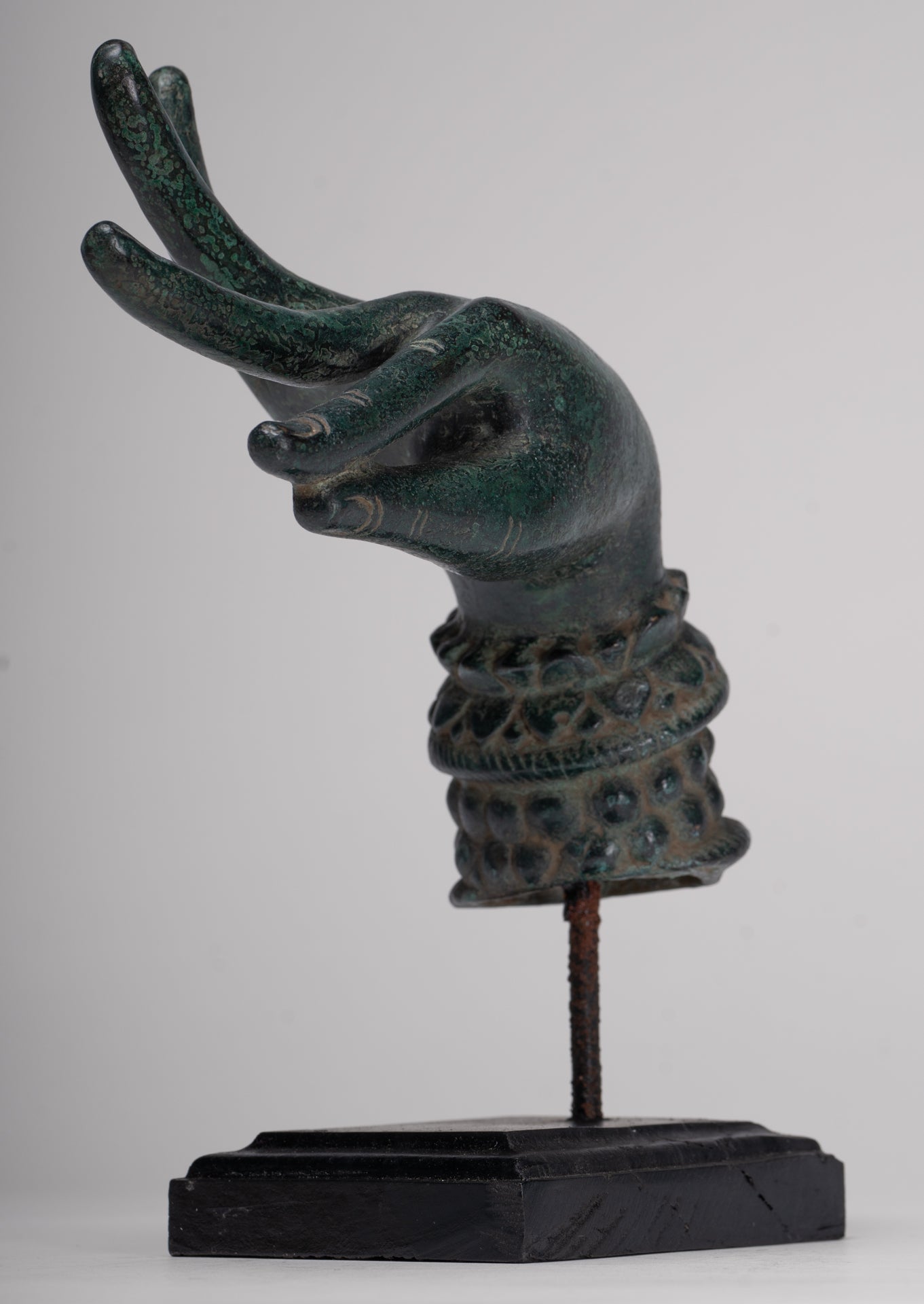 Mounted Antique Khmer Style Bronze Apsara Katakaamukha Hand - 24cm/10"