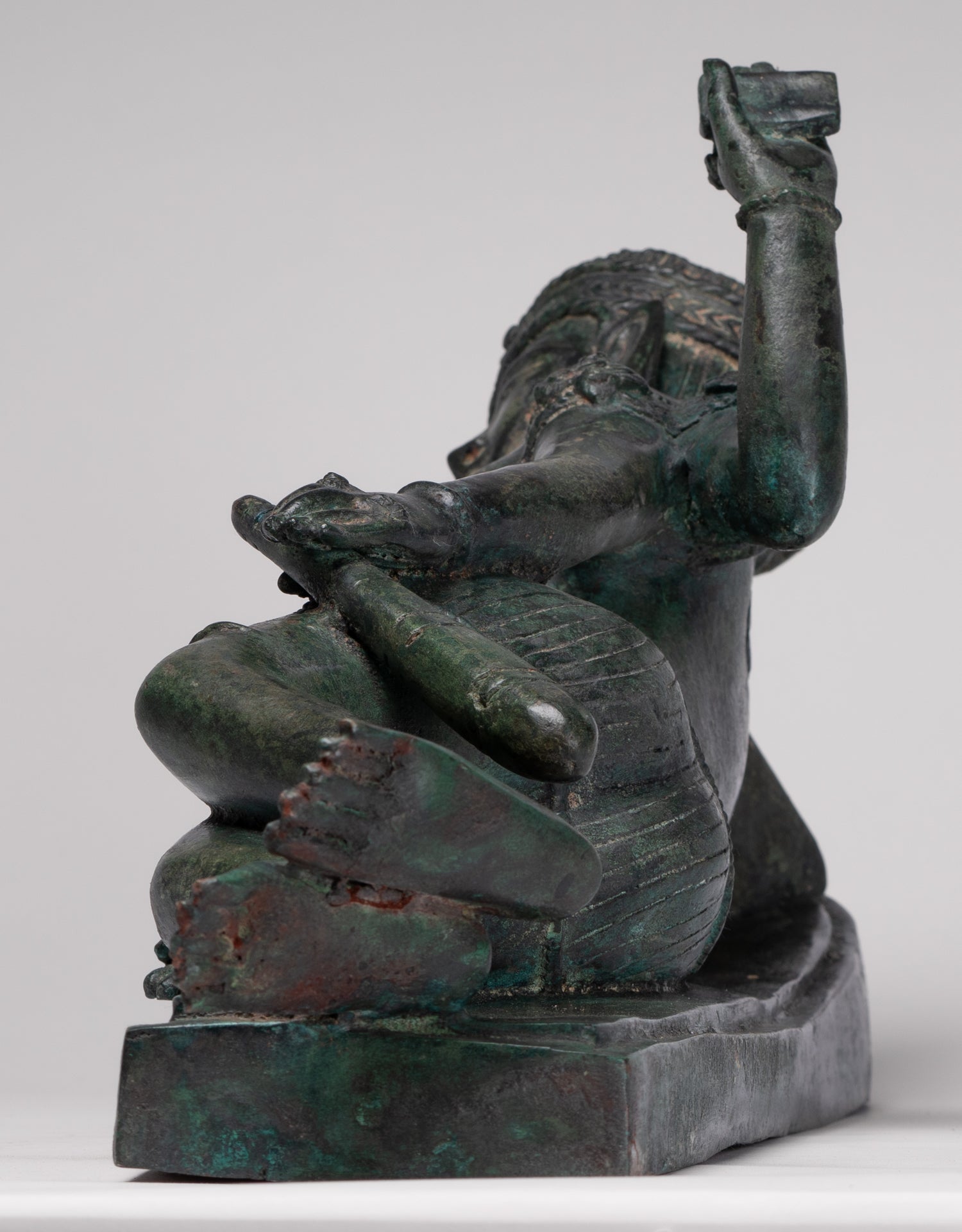 Antique Lopburi Style Thai Bronze Reclining Vishnu Statue - 55cm/22" Long