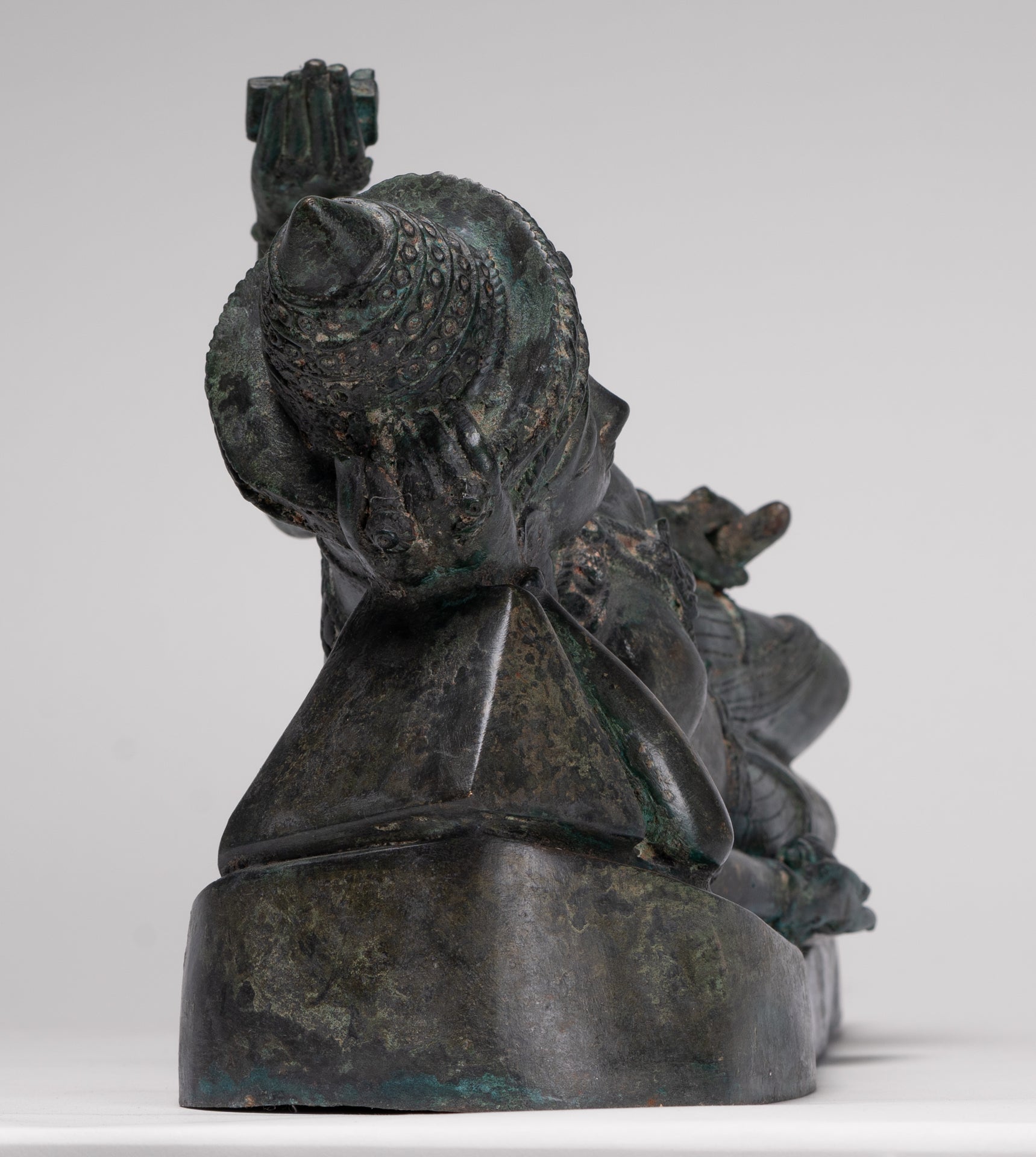 Antique Lopburi Style Thai Bronze Reclining Vishnu Statue - 55cm/22" Long