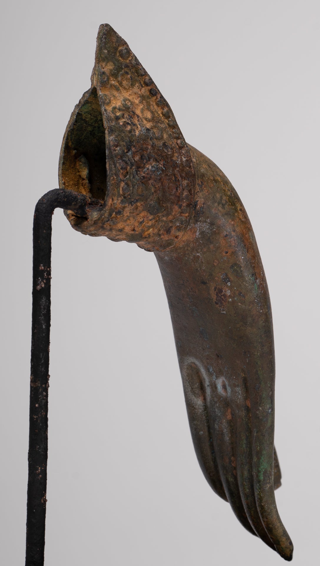 Mounted Antique Thai Style Southeast Asia Bronze Thai Teaching Hand - 19cm/8"