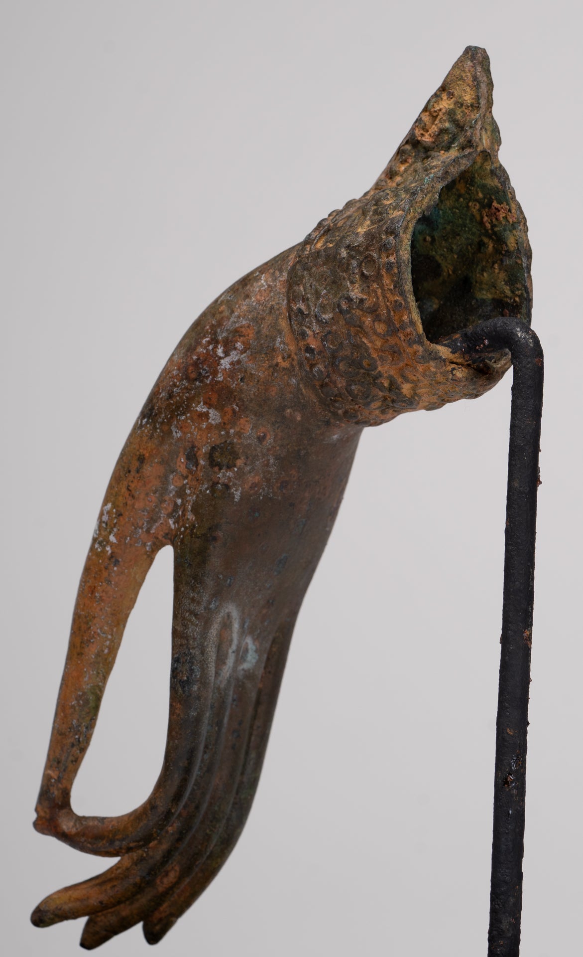 Mounted Antique Thai Style Southeast Asia Bronze Thai Teaching Hand - 19cm/8"