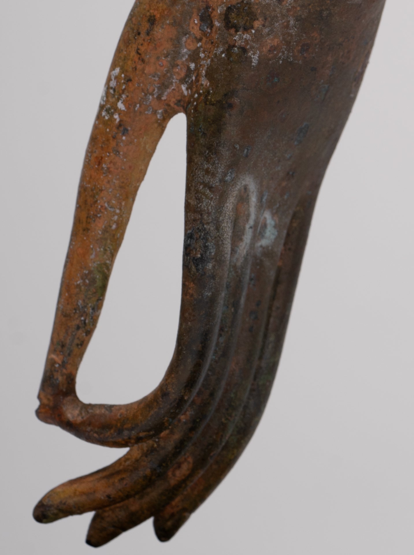 Mounted Antique Thai Style Southeast Asia Bronze Thai Teaching Hand - 19cm/8"