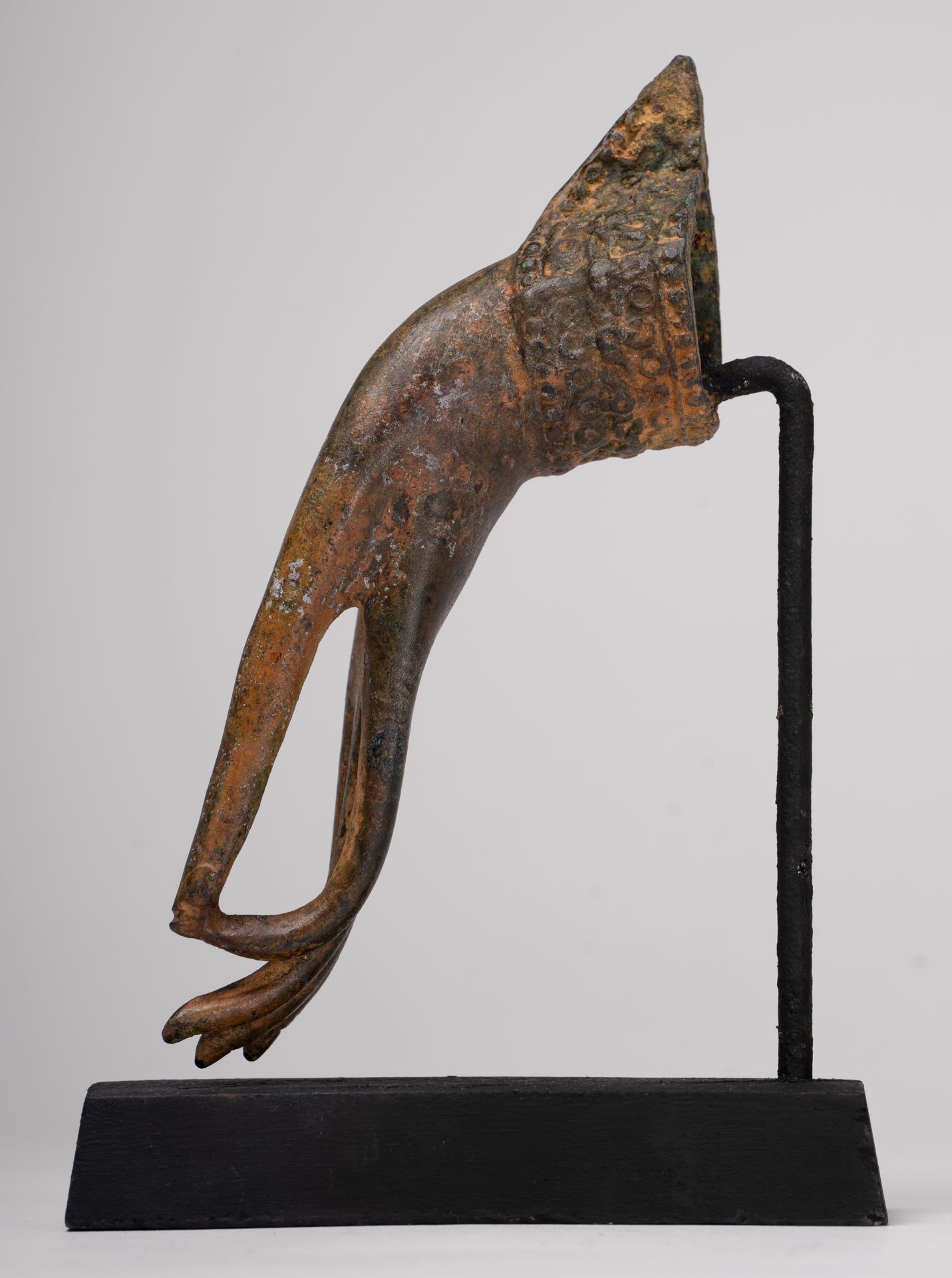 Mounted Antique Thai Style Southeast Asia Bronze Thai Teaching Hand - 19cm/8"